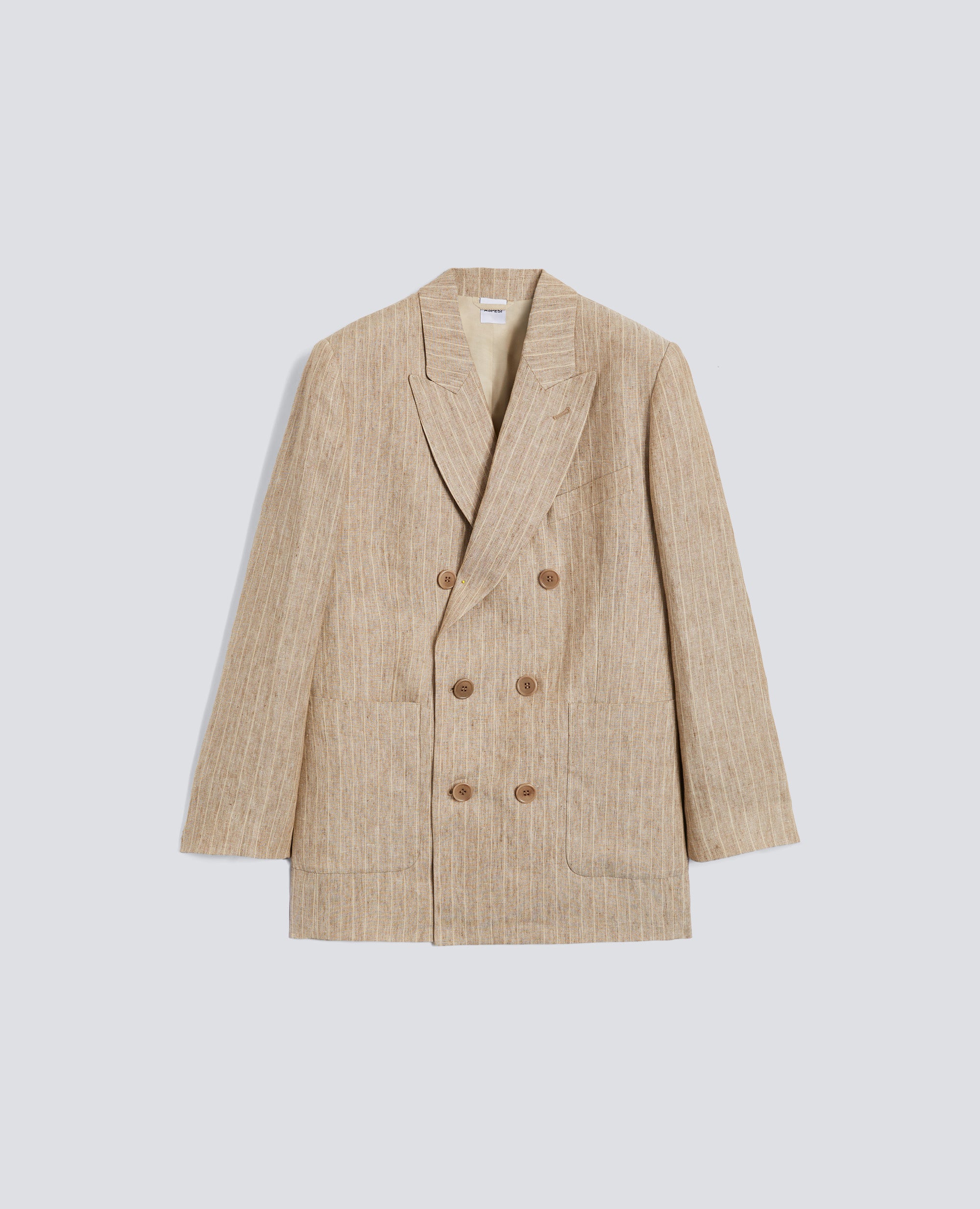 GIACCA UNISEX IN LINO TINTO FILO EFFETTO DELAVE'-COLONIALE-COLONIAL BEIGE-COLONIAL-KOLONIALBEIGE-COLONIAL