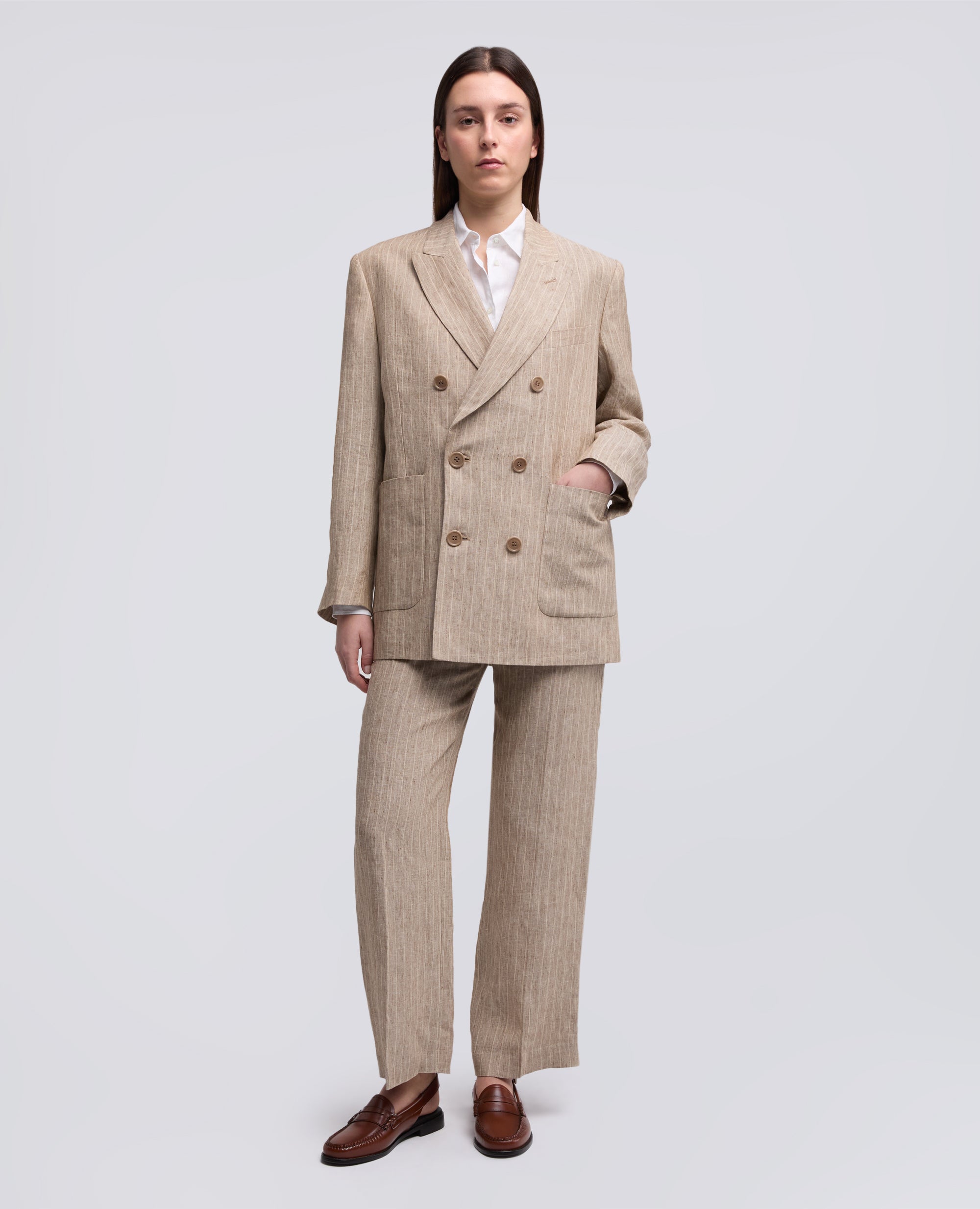 GIACCA UNISEX IN LINO TINTO FILO EFFETTO DELAVE'-COLONIALE-COLONIAL BEIGE-COLONIAL-KOLONIALBEIGE-COLONIAL