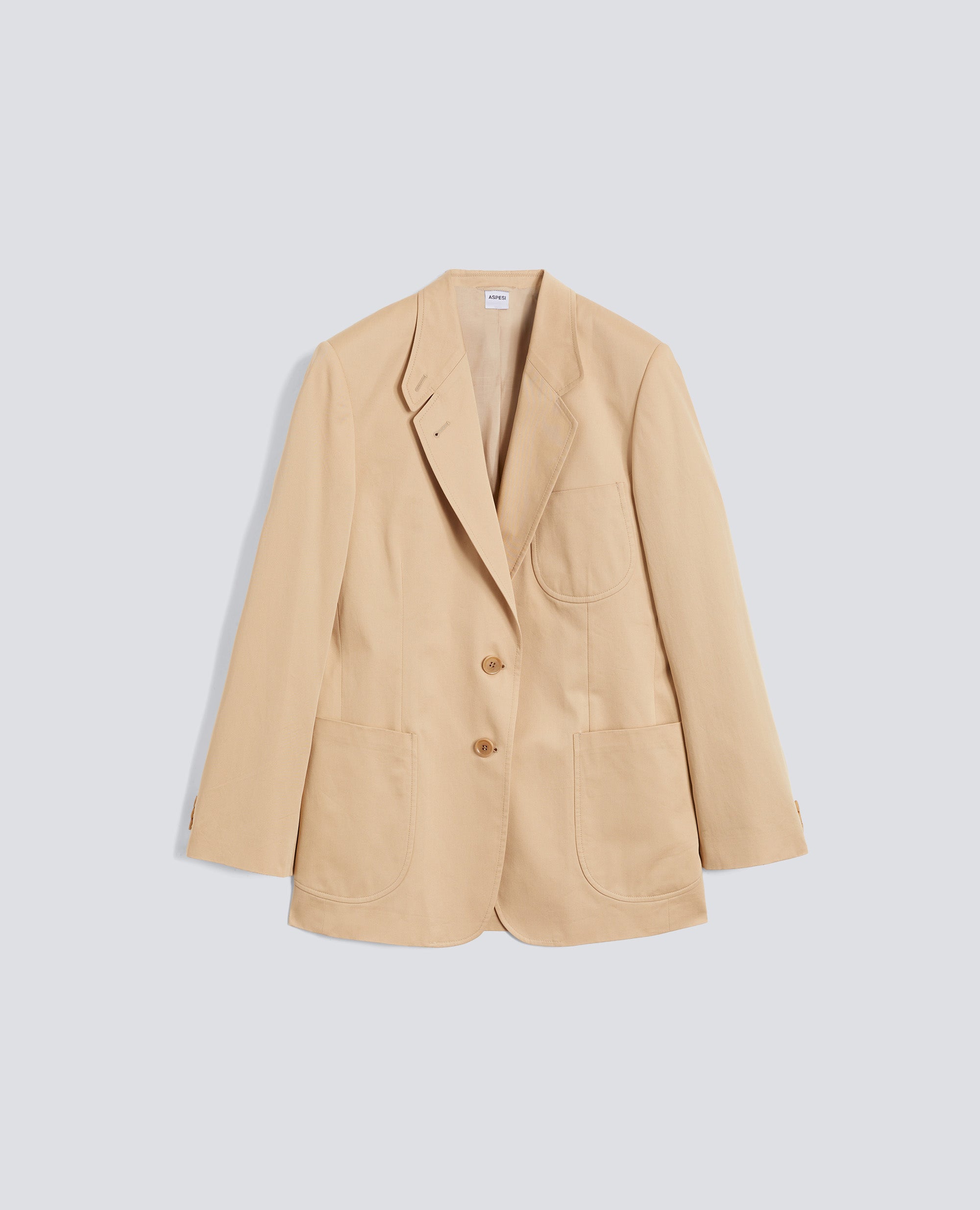 GIACCA MONOPETTO IN TWILL DI COTONE-BEIGE-BEIGE-BEIS-BEIGE-BEIGE