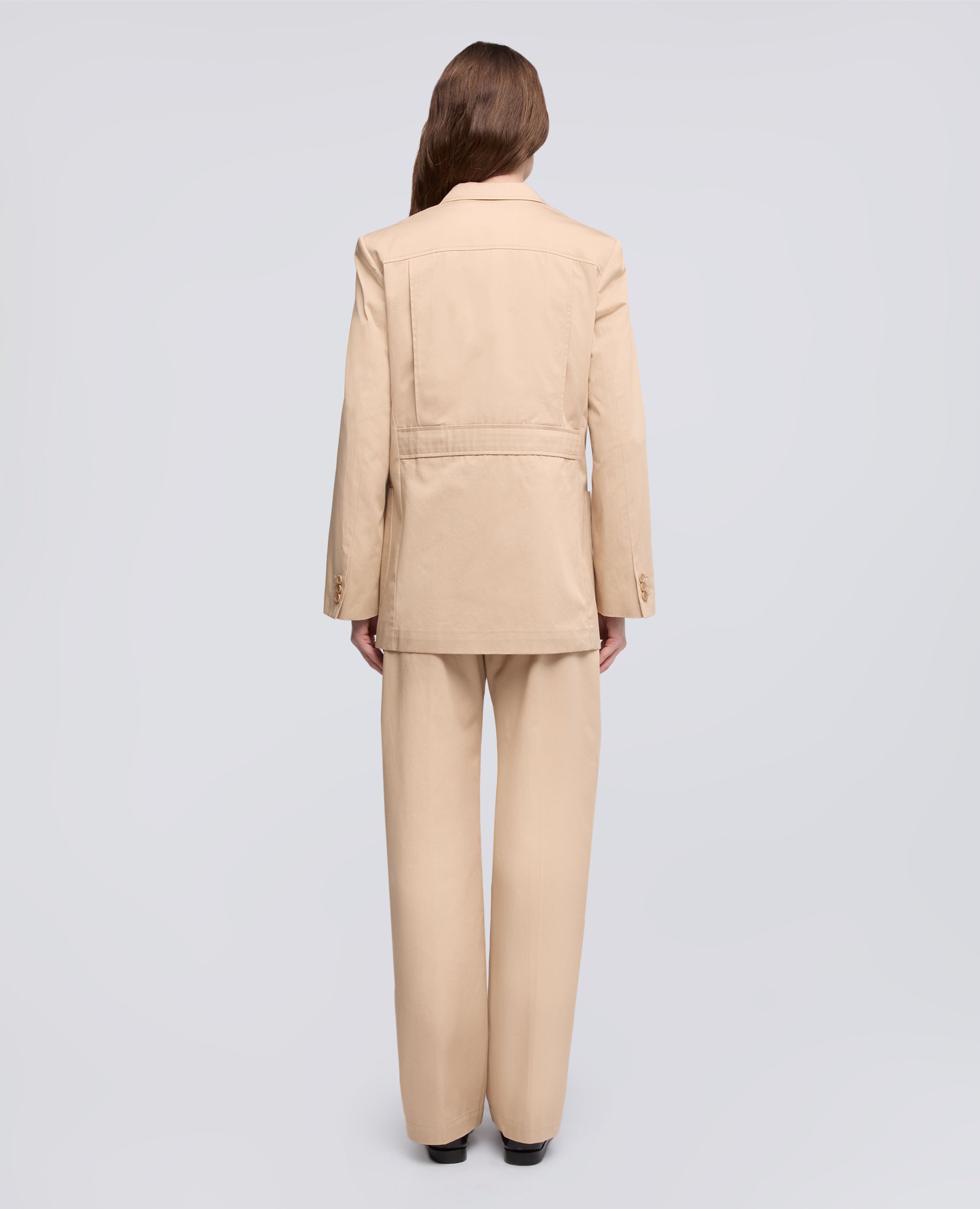 GIACCA MONOPETTO IN TWILL DI COTONE-BEIGE-BEIGE-BEIS-BEIGE-BEIGE