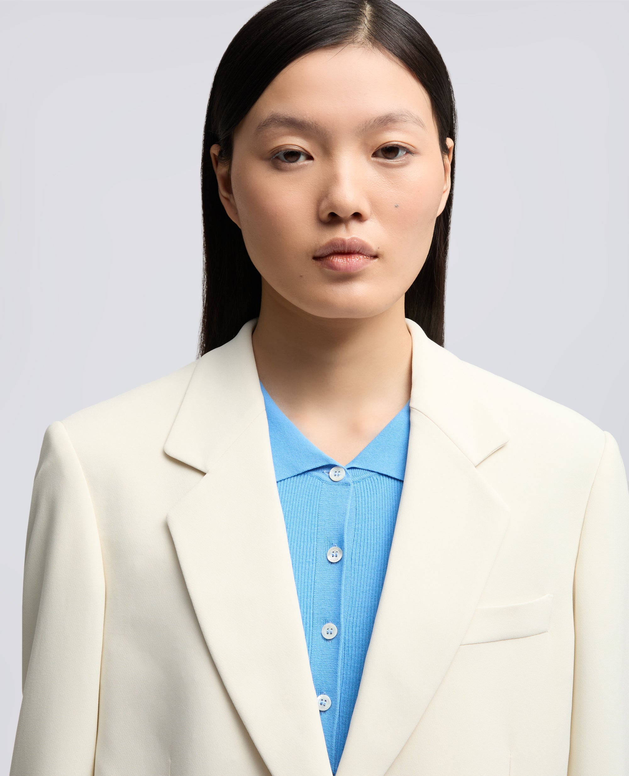 GIACCA MONOPETTO IN CADY CREPE IN TRIACETATO POLIESTERE-NATURALE-NATURAL-NATURAL-NATURLICH-NATUREL