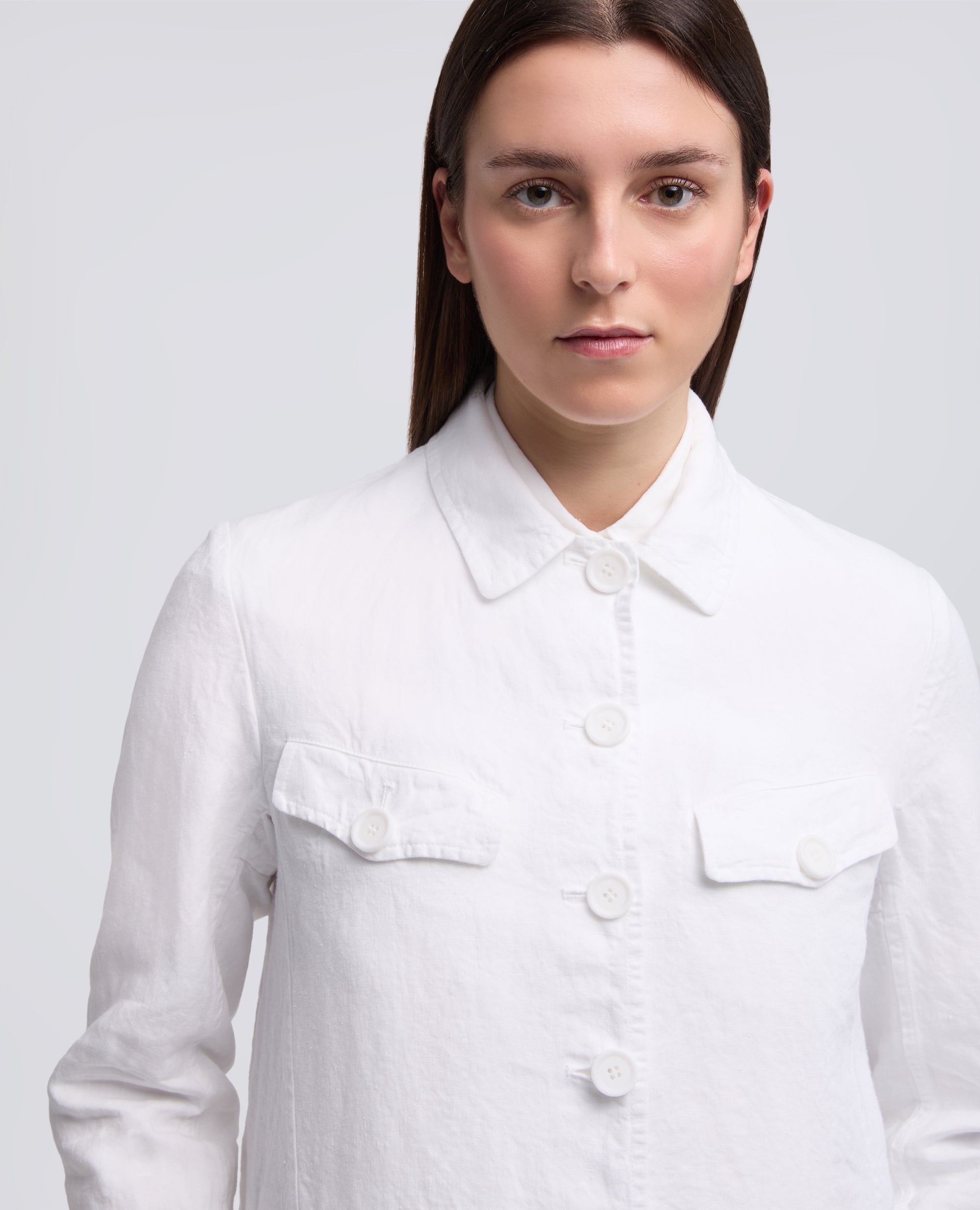 GIACCA MONOPETTO IN LINO FIAMMATO TINTO CAPO-BIANCO-WHITE-BLANCO-WEISS-BLANC