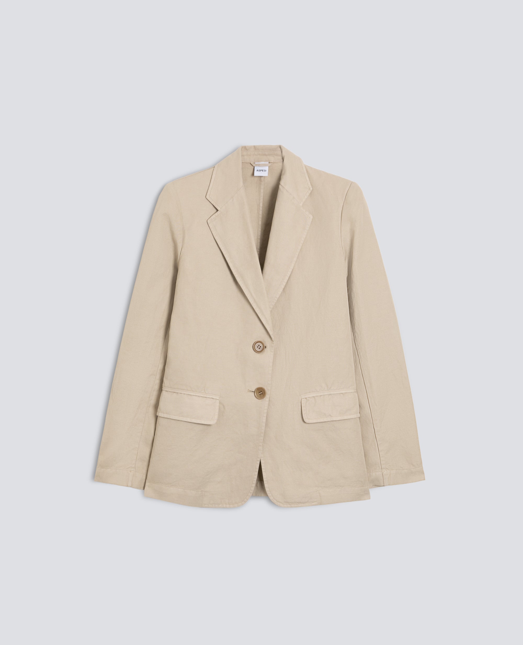 GIACCA MONOPETTO DECOSTRUITA IN GABARDINA COTONE E LINO TINTO CAPO-BEIGE-BEIGE-BEIS-BEIGE-BEIGE