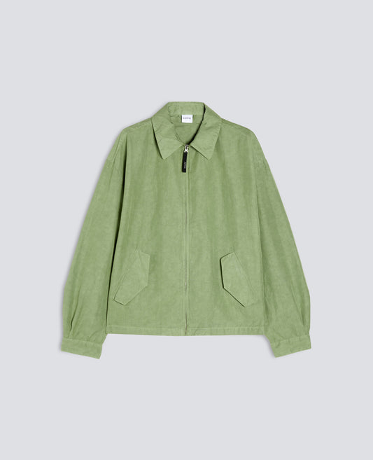 GIUBBOTTO IN TELA FIAMMATA COTONE LINO TINTO CAPO-SALVIA-SAGE GREEN-ARENA-SALBEIGRUN-SAUGE