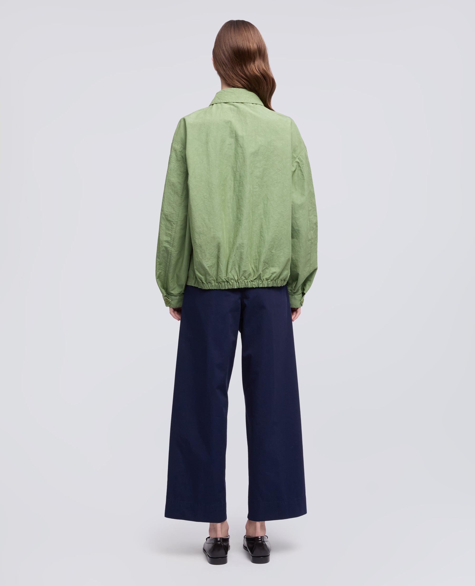 GIUBBOTTO IN TELA FIAMMATA COTONE LINO TINTO CAPO-SALVIA-SAGE GREEN-ARENA-SALBEIGRUN-SAUGE