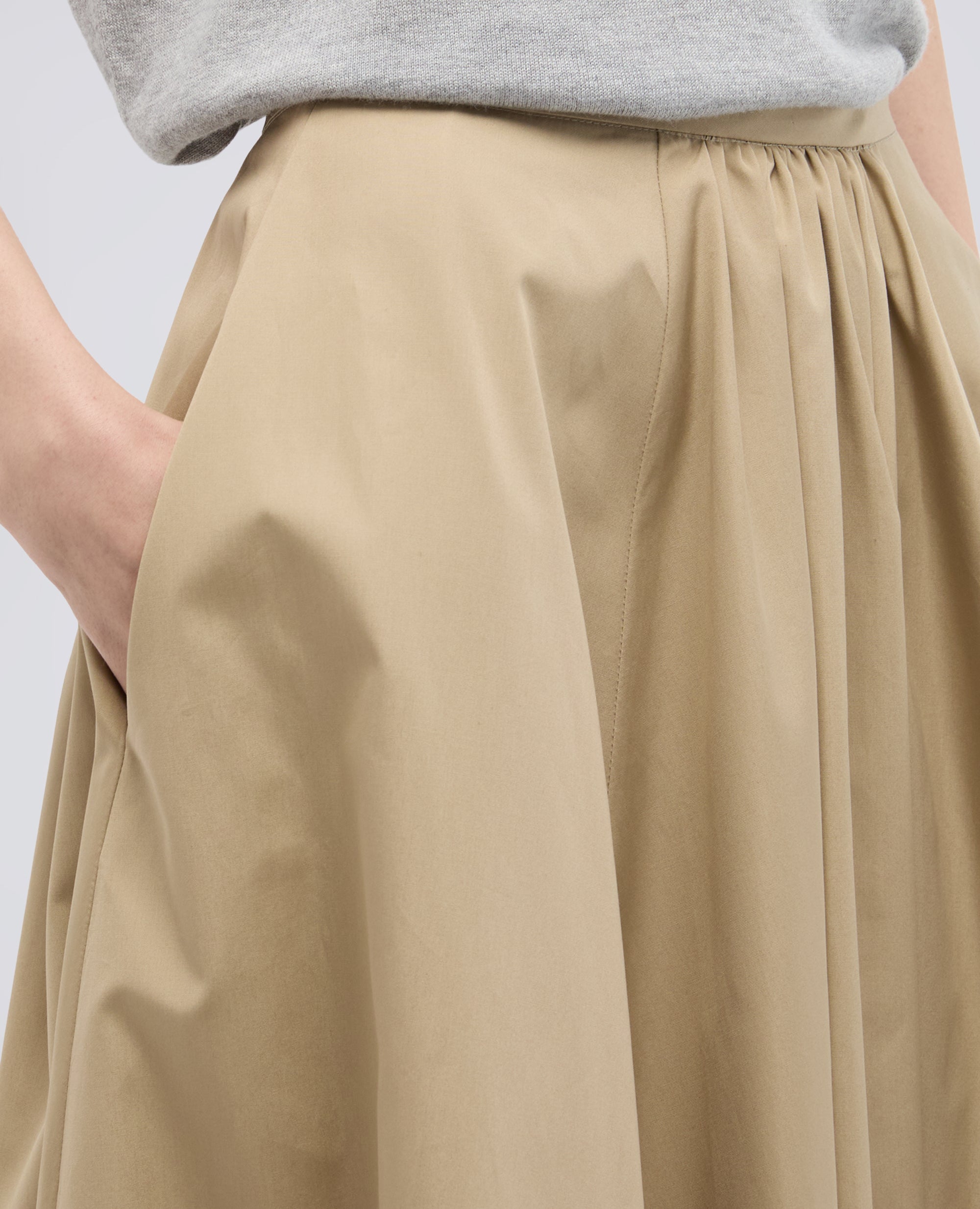 GONNA IN POPELINE COTONE-COLONIALE-COLONIAL BEIGE-COLONIAL-KOLONIALBEIGE-COLONIAL