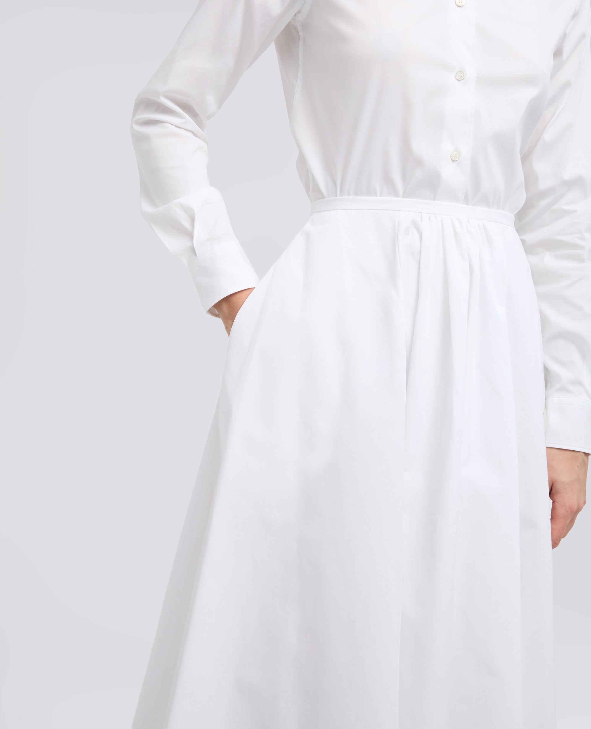 GONNA IN POPELINE COTONE-BIANCO-WHITE-BLANCO-WEISS-BLANC