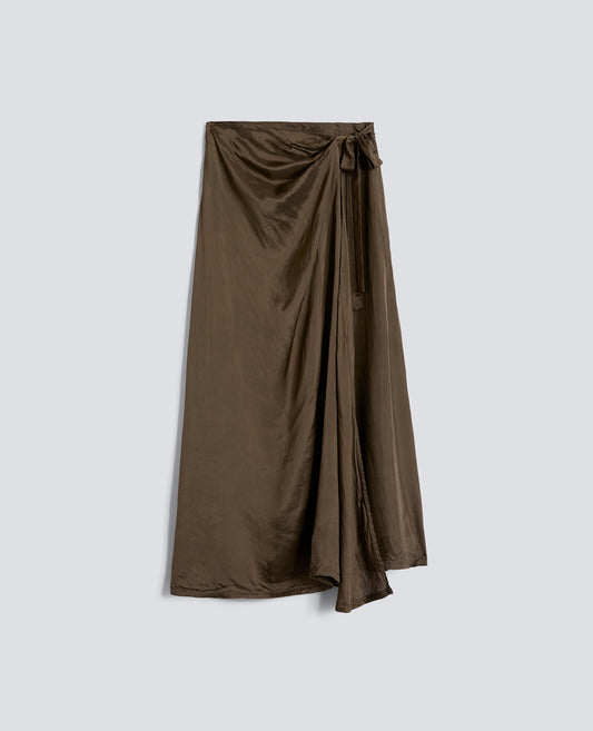 GONNA A PORTAFOGLIO IN TWILL DI VISCOSA-MILITARE-MILITARY-MILITAR-MILITAR-MILITAIRE