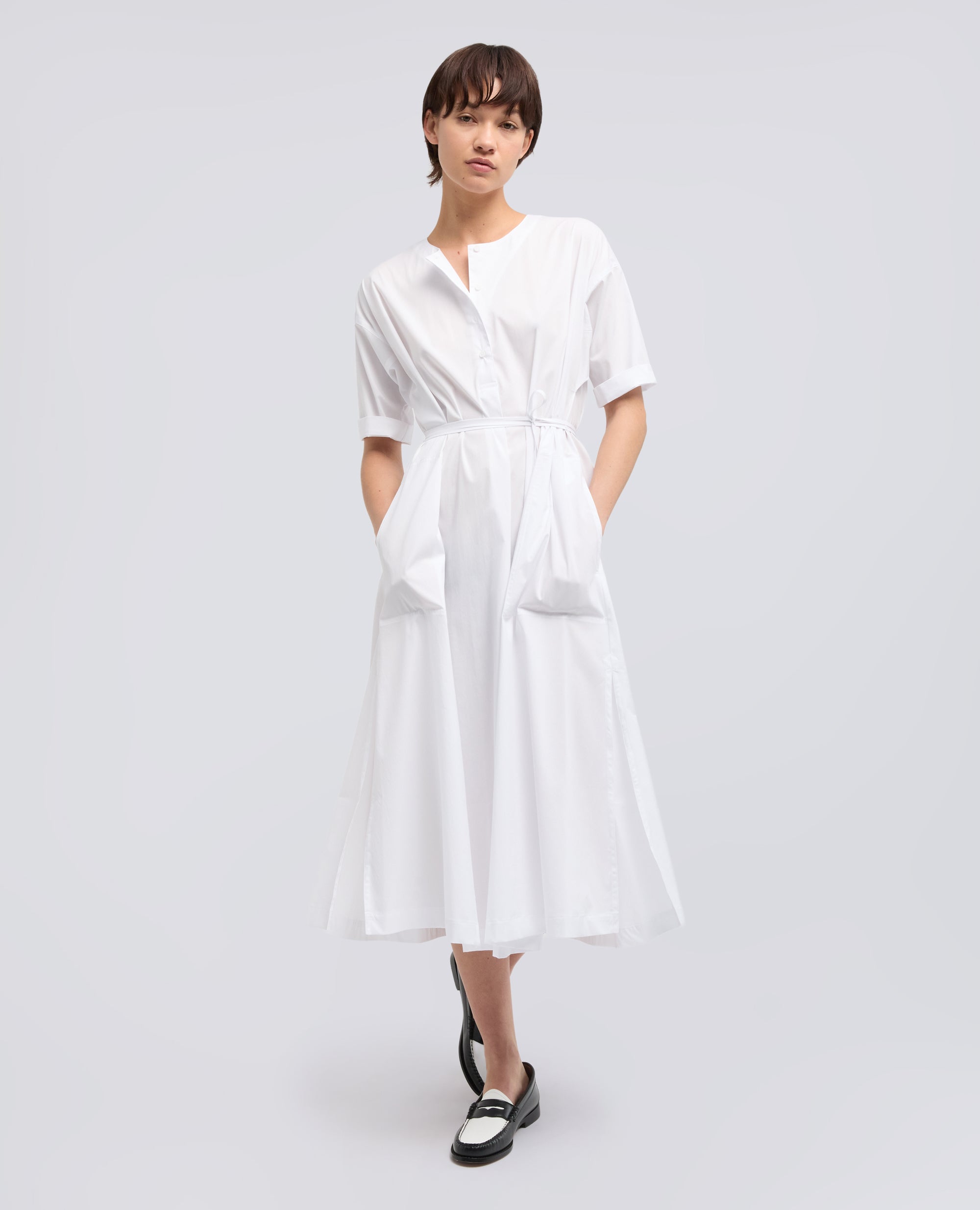 ABITO IN POPELINE DI COTONE NYLON STRETCH-BIANCO-WHITE-BLANCO-WEISS-BLANC