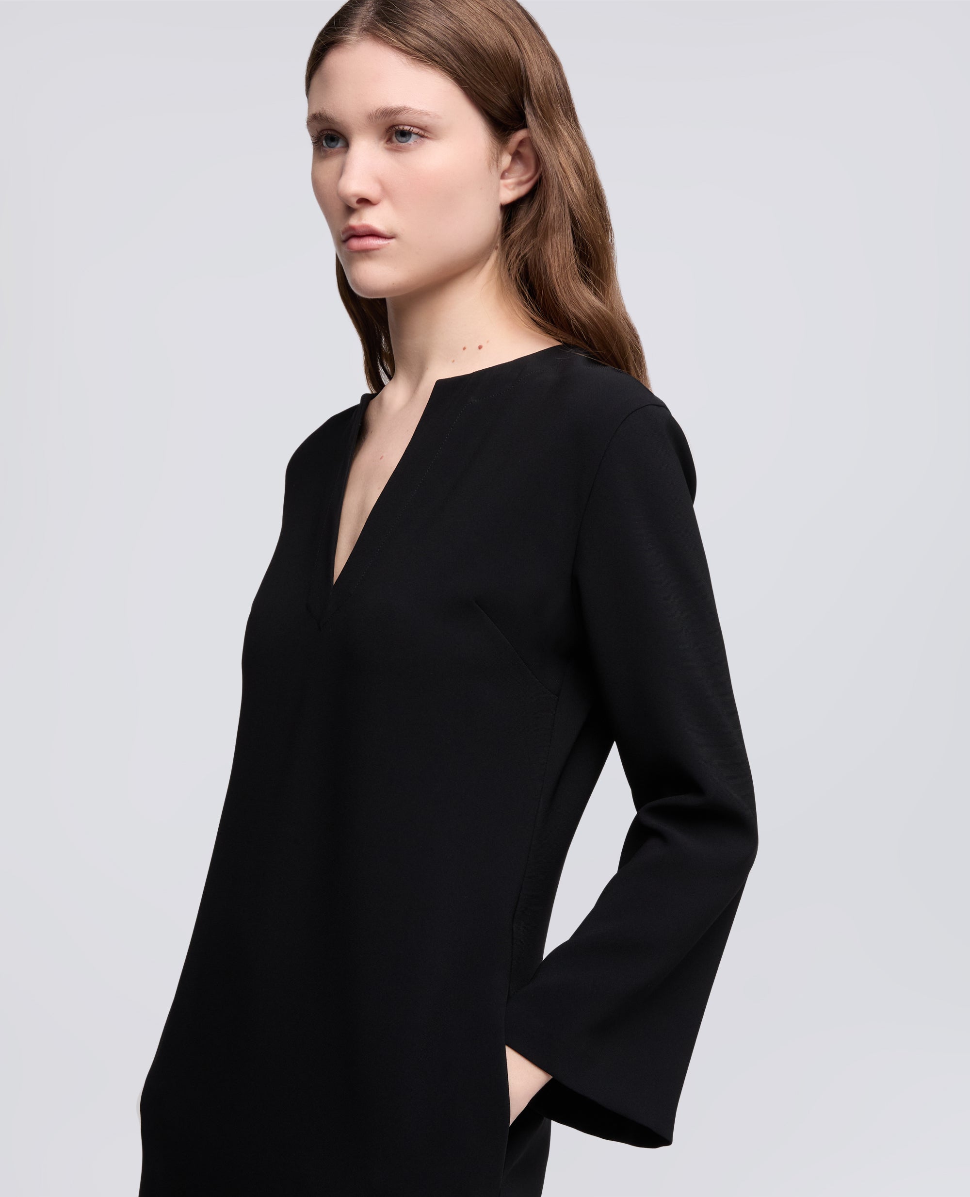 ABITO IN CADY CREPE IN TRIACETATO POLIESTERE-NERO-BLACK-NEGRO-SCHWARZ-NOIR