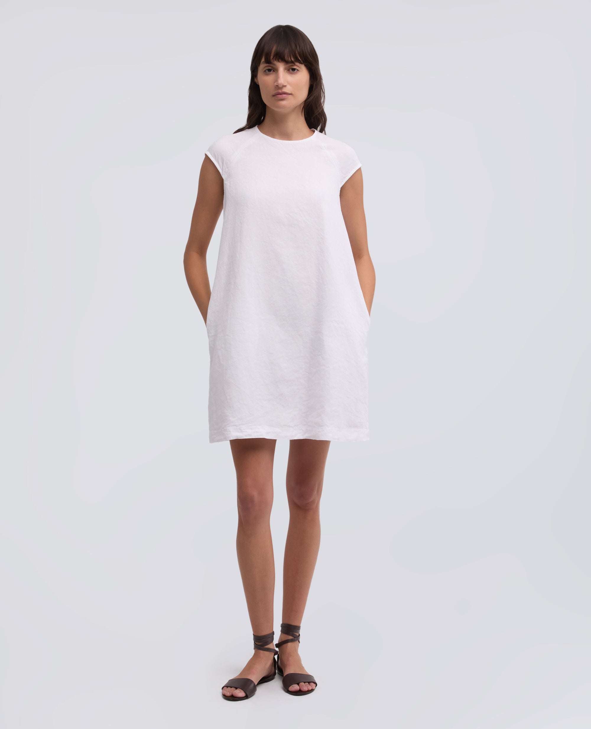 ABITO IN LINO FIAMMATO COMPATTO TINTO CAPO-BIANCO-WHITE-BLANCO-WEISS-BLANC