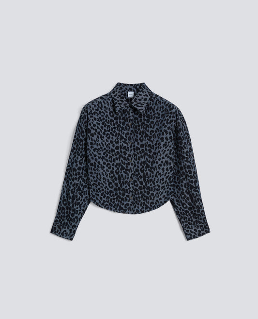 CAMICIA IN CHAMBRAY DI COTONE GIAPPONESE STAMPATO-ANIMALIER-ANIMALIER-ANIMALIER-ANIMALIER-ANIMALIER