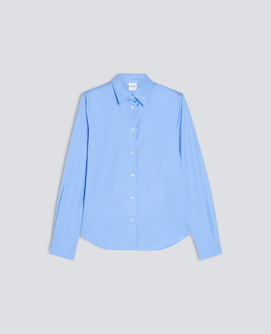 CAMICIA IN POPELINE DI COTONE-AZZURRO-SKY BLUE-AZUL CLARO-HIMMELBLAU-BLEU CIEL