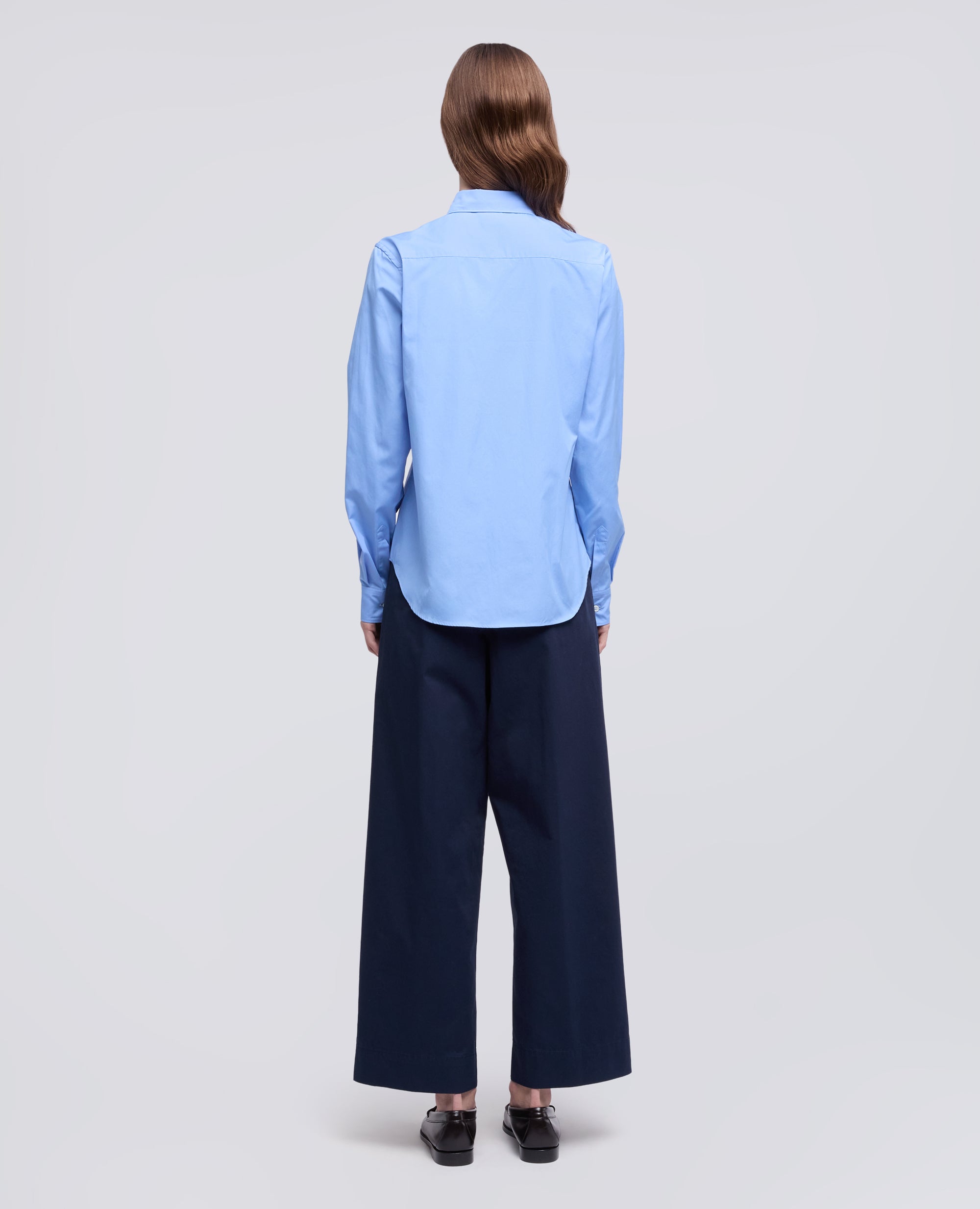 CAMICIA IN POPELINE DI COTONE-AZZURRO-SKY BLUE-AZUL CLARO-HIMMELBLAU-BLEU CIEL