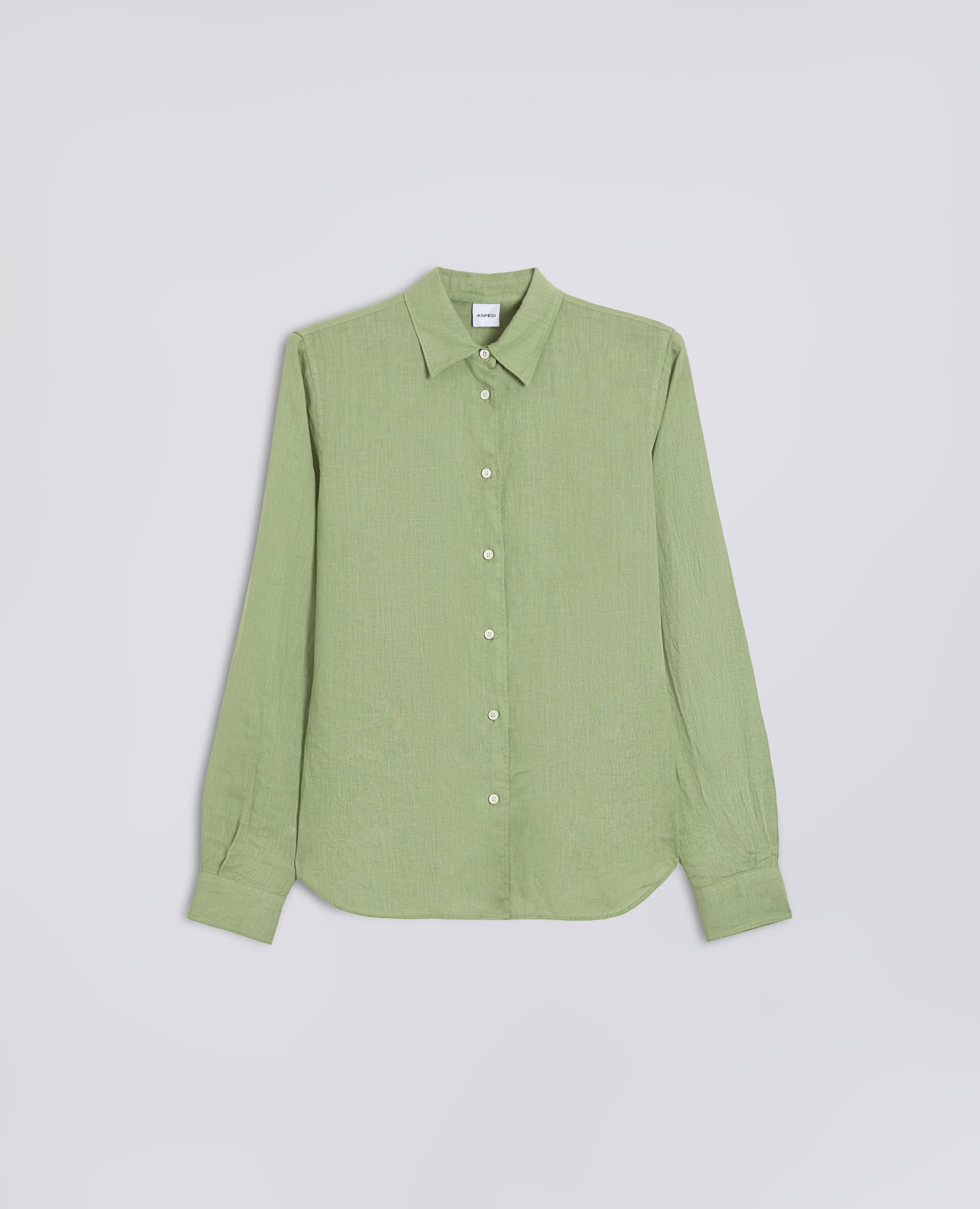 CAMICIA CLASSICA IN LINO-SALVIA-SAGE GREEN-ARENA-SALBEIGRUN-SAUGE