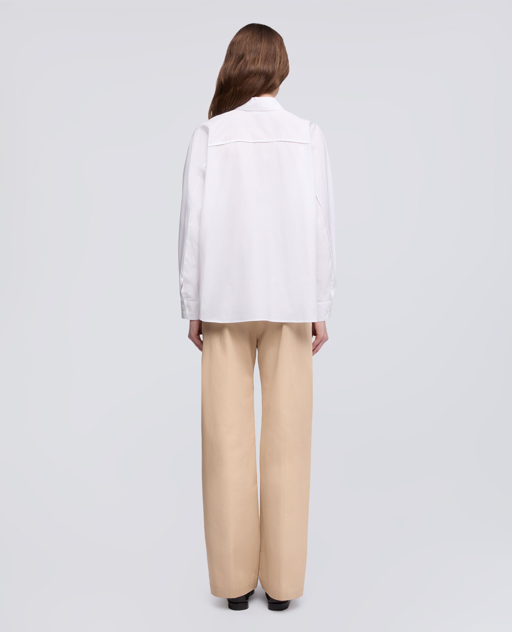 CAMICIA IN POPELINE DI COTONE-BIANCO-WHITE-BLANCO-WEISS-BLANC