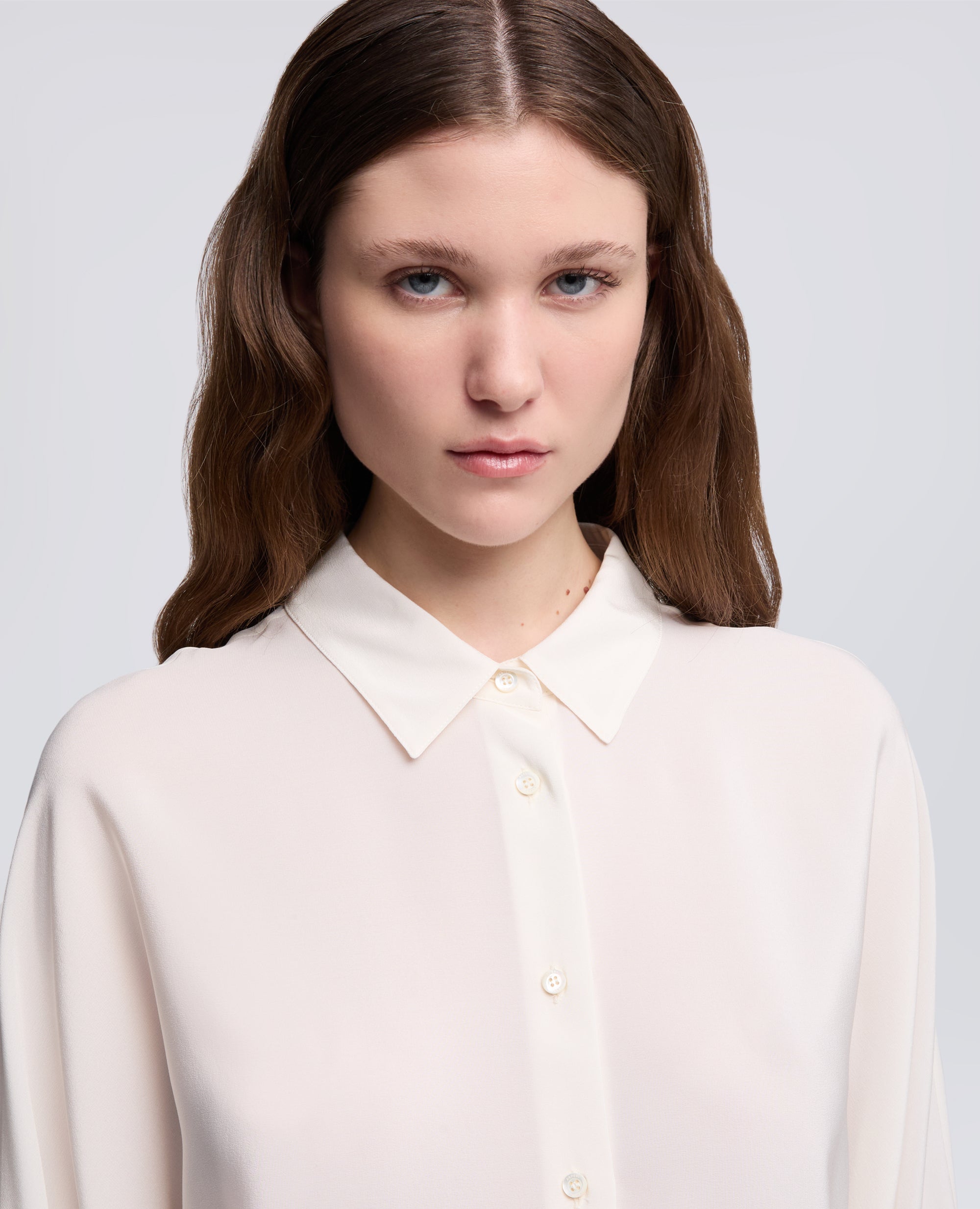 CAMICIA IN CREPE DE CHINE DI SETA-NATURALE-NATURAL-NATURAL-NATURLICH-NATUREL