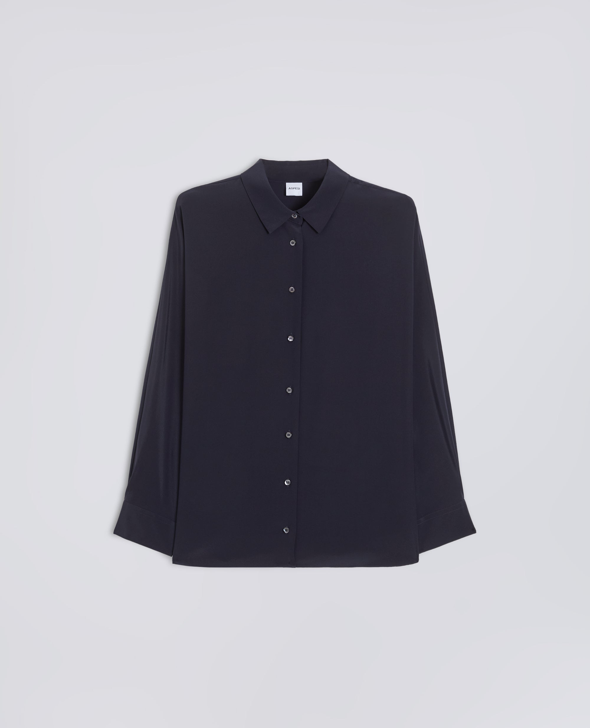 CAMICIA IN CREPE DE CHINE DI SETA-NAVY-NAVY-AZUL MARINO-NAVY-NAVY