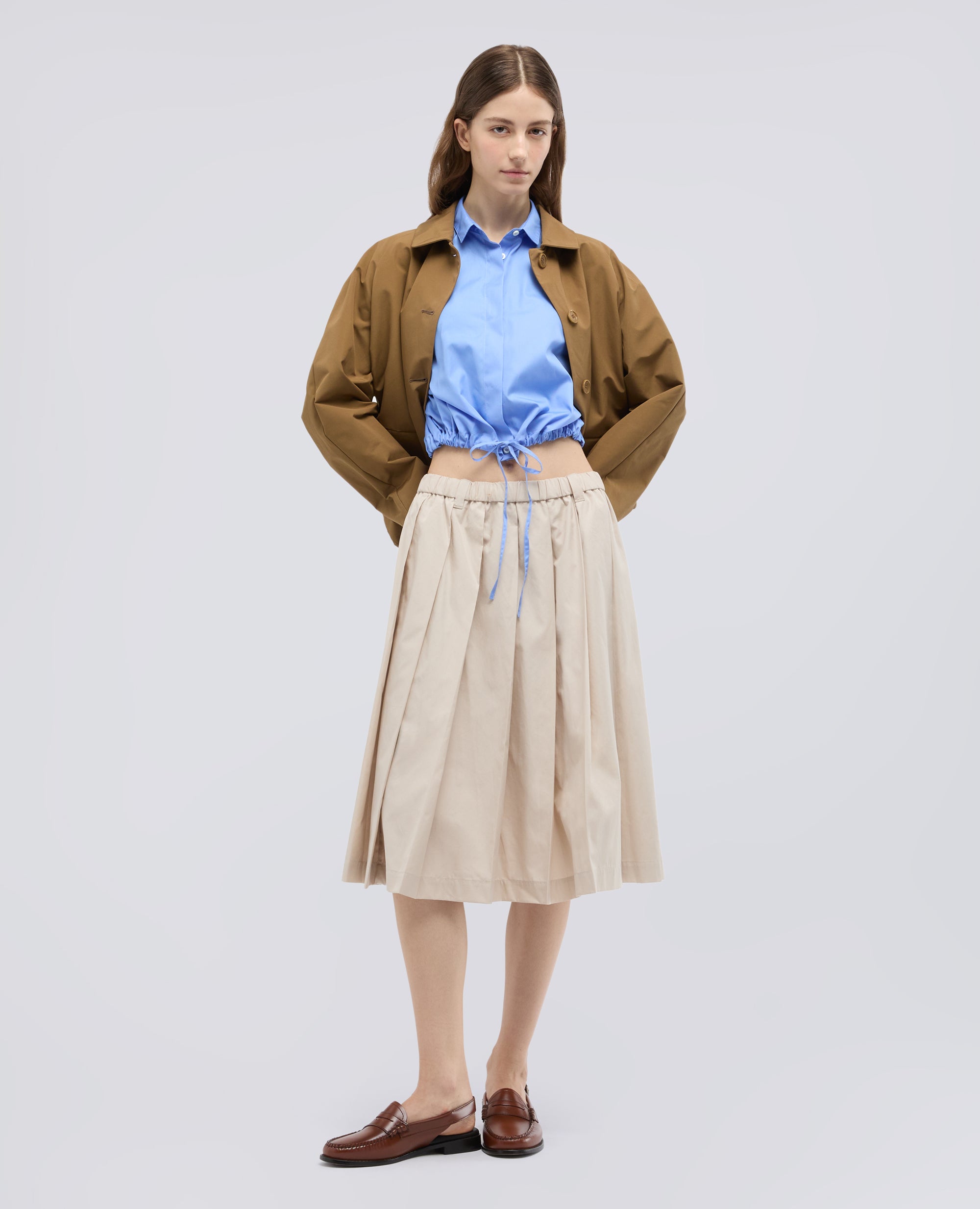 CAMICIA IN POPELINE DI COTONE-AZZURRO-SKY BLUE-AZUL CLARO-HIMMELBLAU-BLEU CIEL