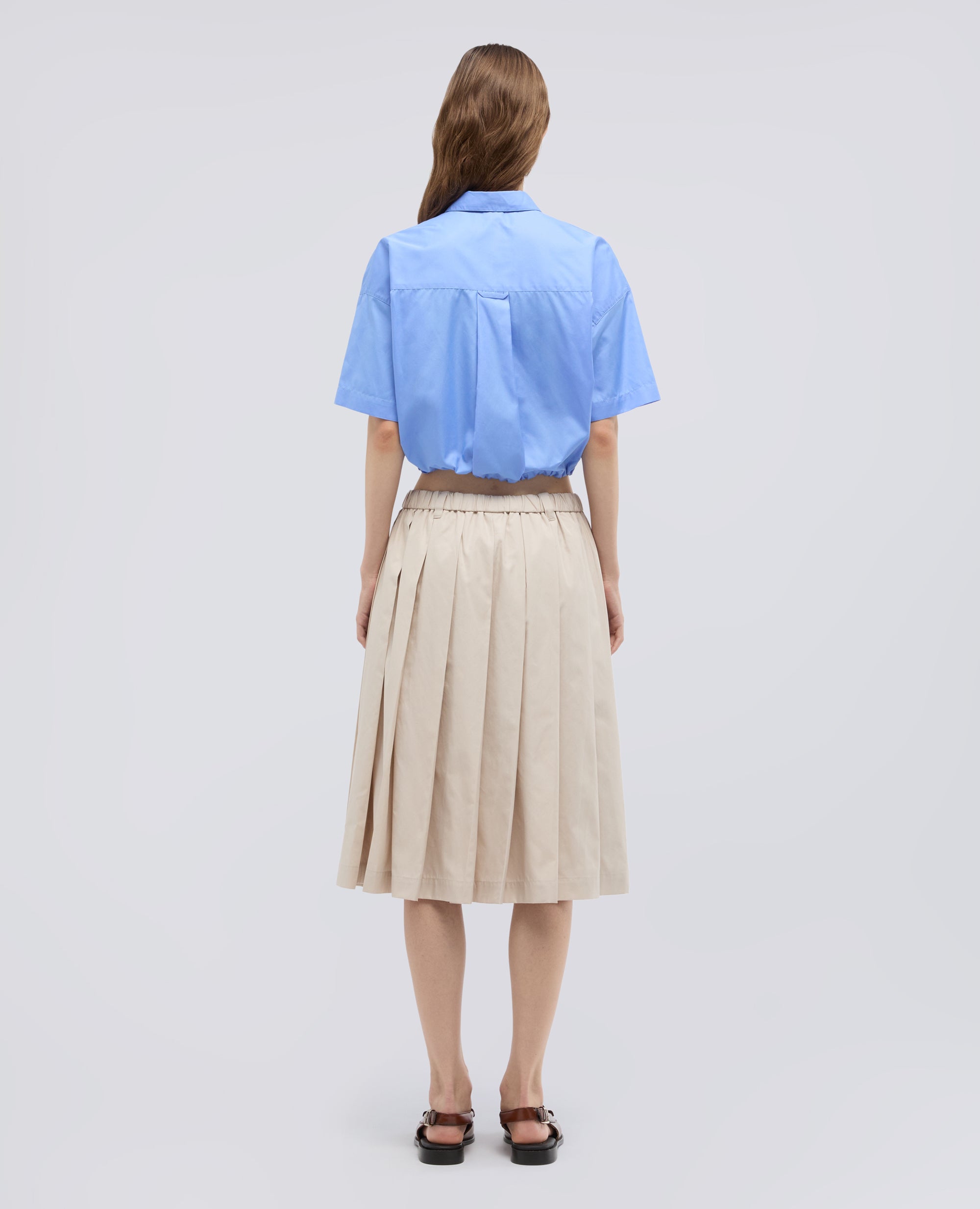 CAMICIA IN POPELINE DI COTONE-AZZURRO-SKY BLUE-AZUL CLARO-HIMMELBLAU-BLEU CIEL