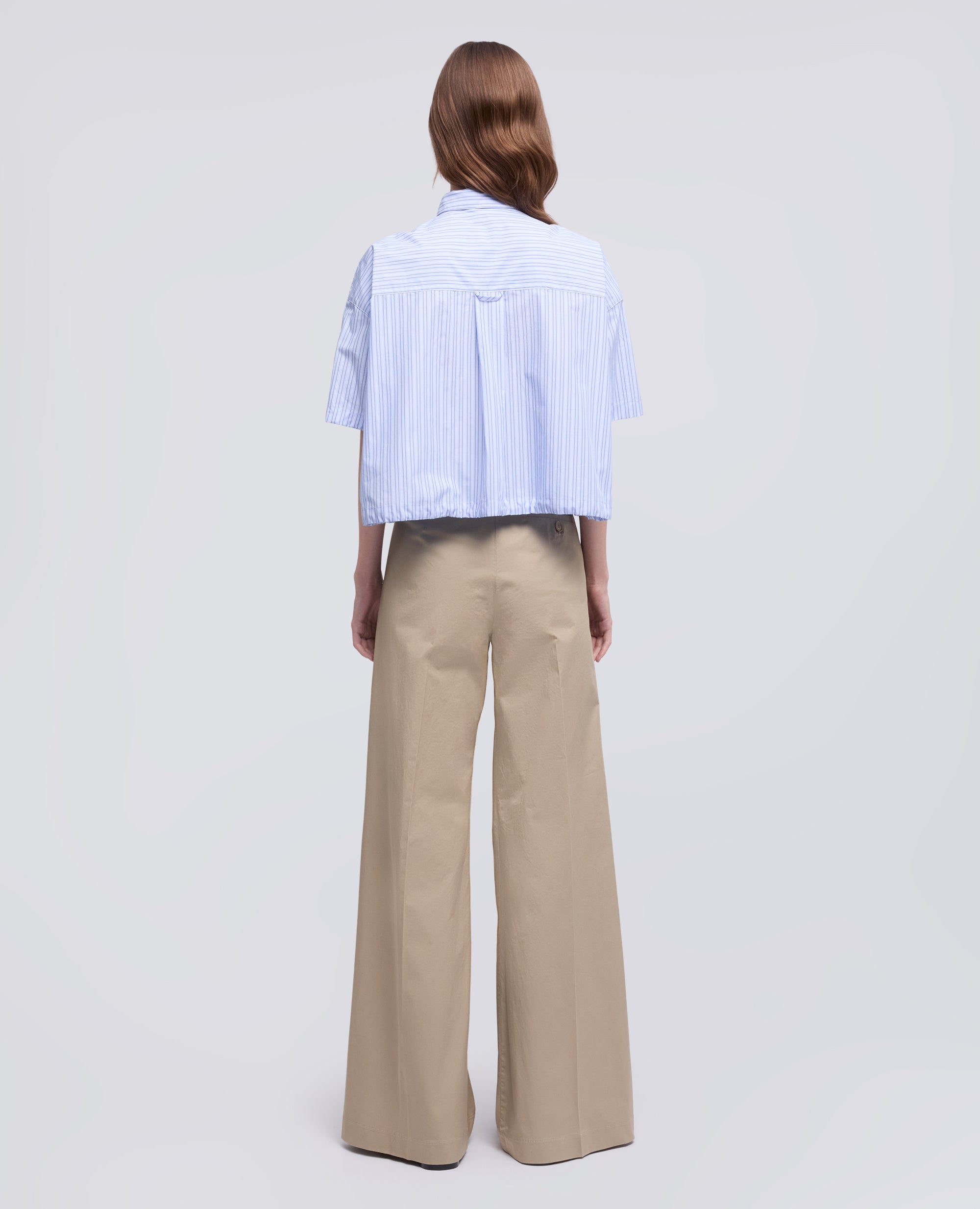 CAMICIA IN POPELINE DI COTONE-RIGA BLU-BLUE STRIPE-RAYA AZUL OSCURO-BLAUE STREIFEN-RAYURES BLEUES
