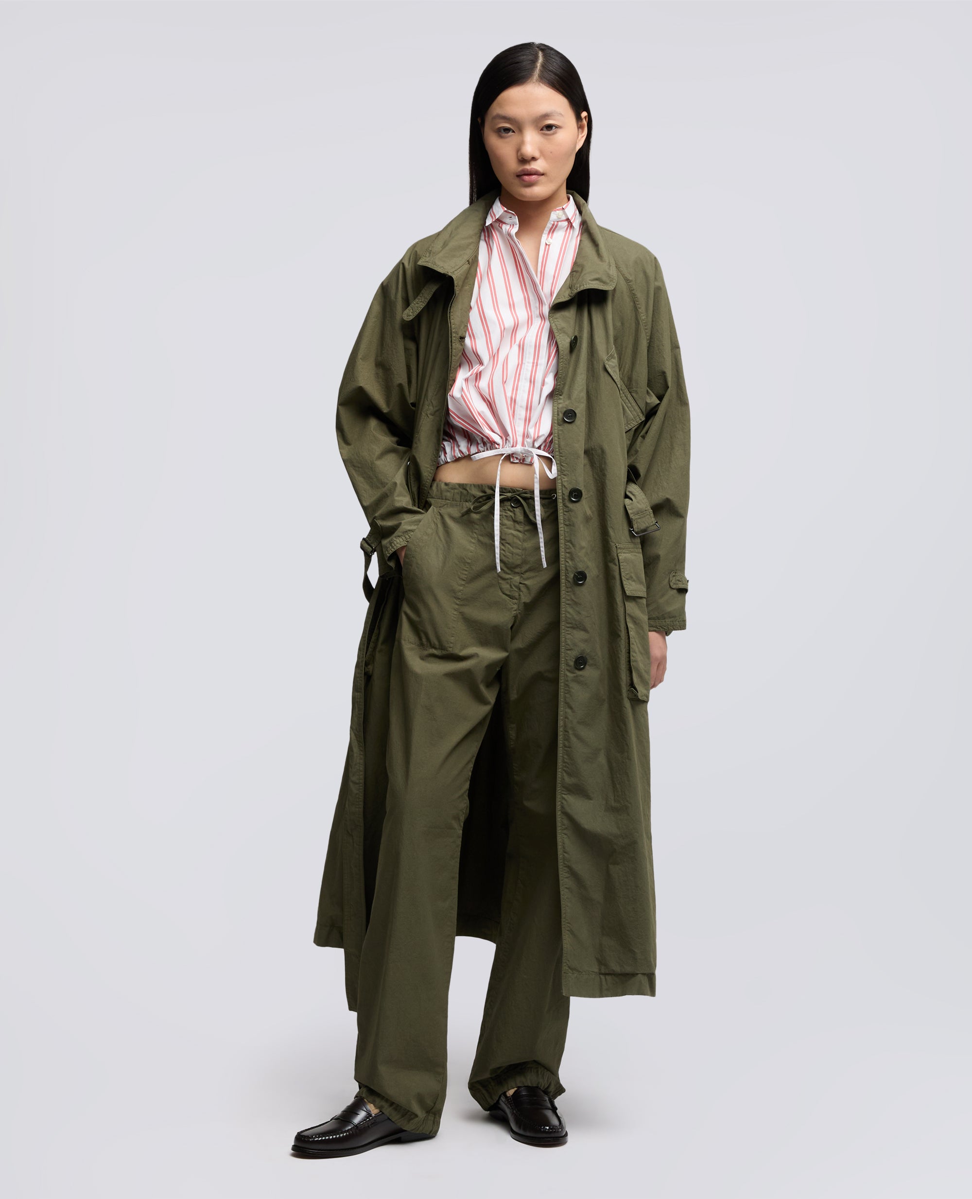 CAMICIA IN POPELINE DI COTONE-RIGA ROSSA-RED STRIPE-RAYA ROJA-ROTE STREIFEN-RAYURES ROUGES