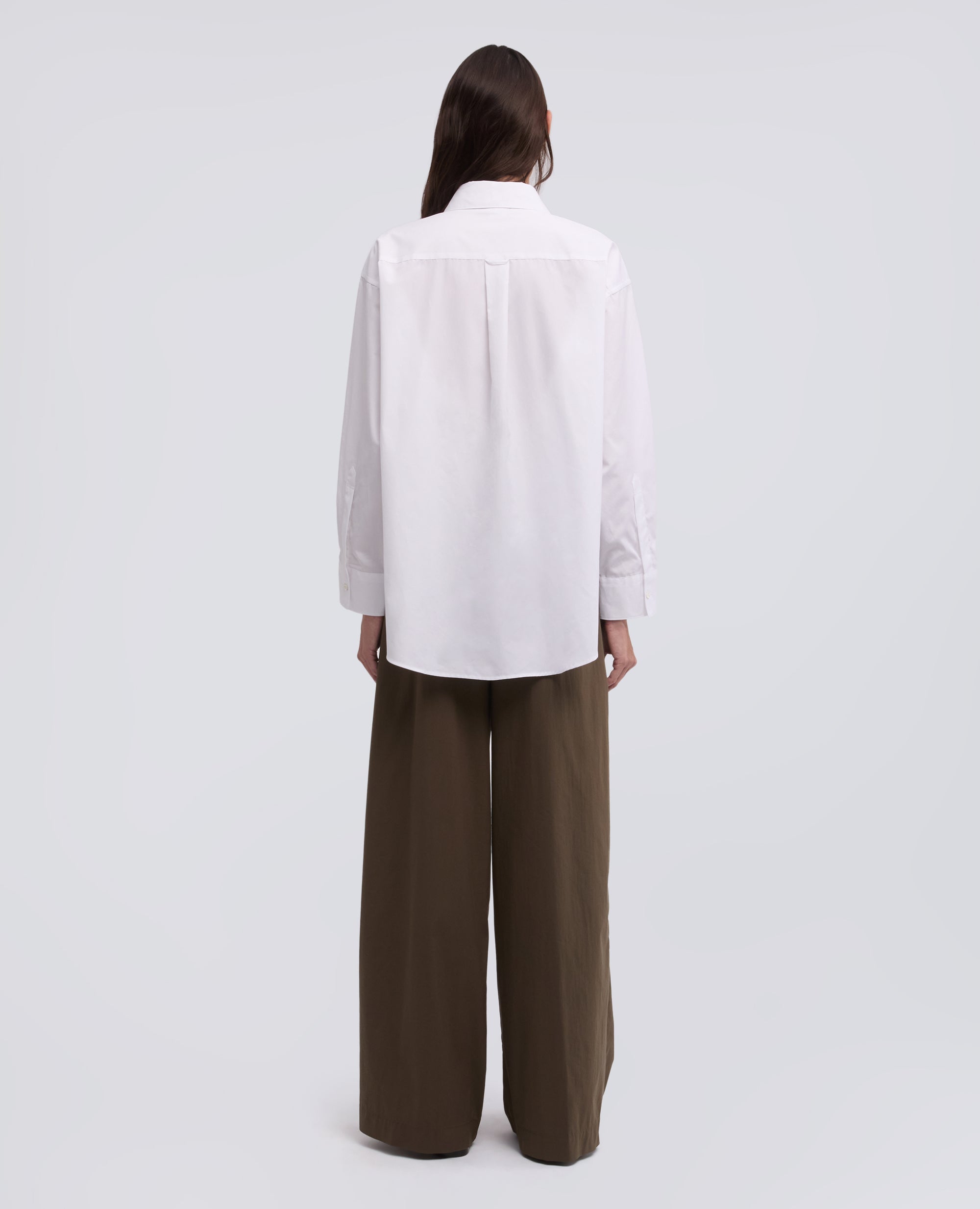 CAMICIA IN POPELINE DI COTONE-BIANCO-WHITE-BLANCO-WEISS-BLANC