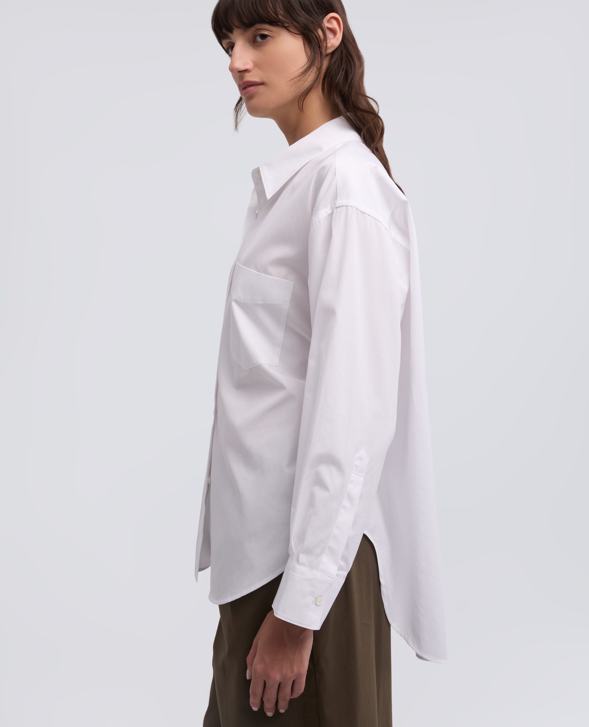 CAMICIA IN POPELINE DI COTONE-BIANCO-WHITE-BLANCO-WEISS-BLANC