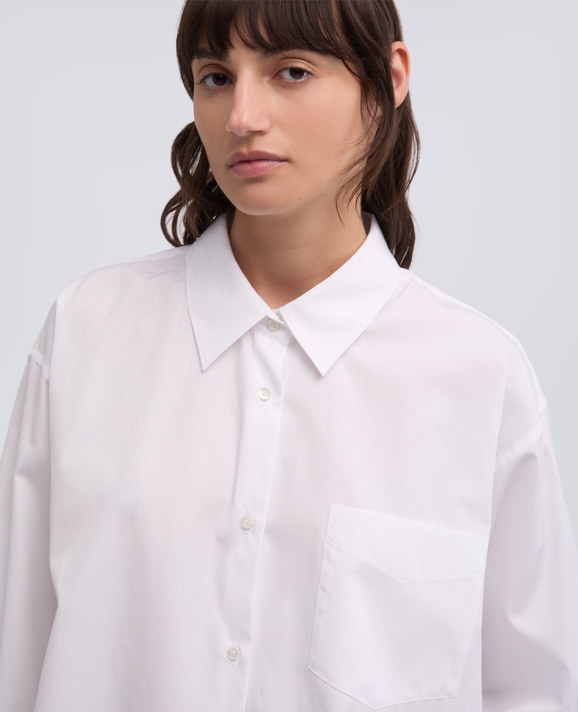 CAMICIA IN POPELINE DI COTONE-BIANCO-WHITE-BLANCO-WEISS-BLANC