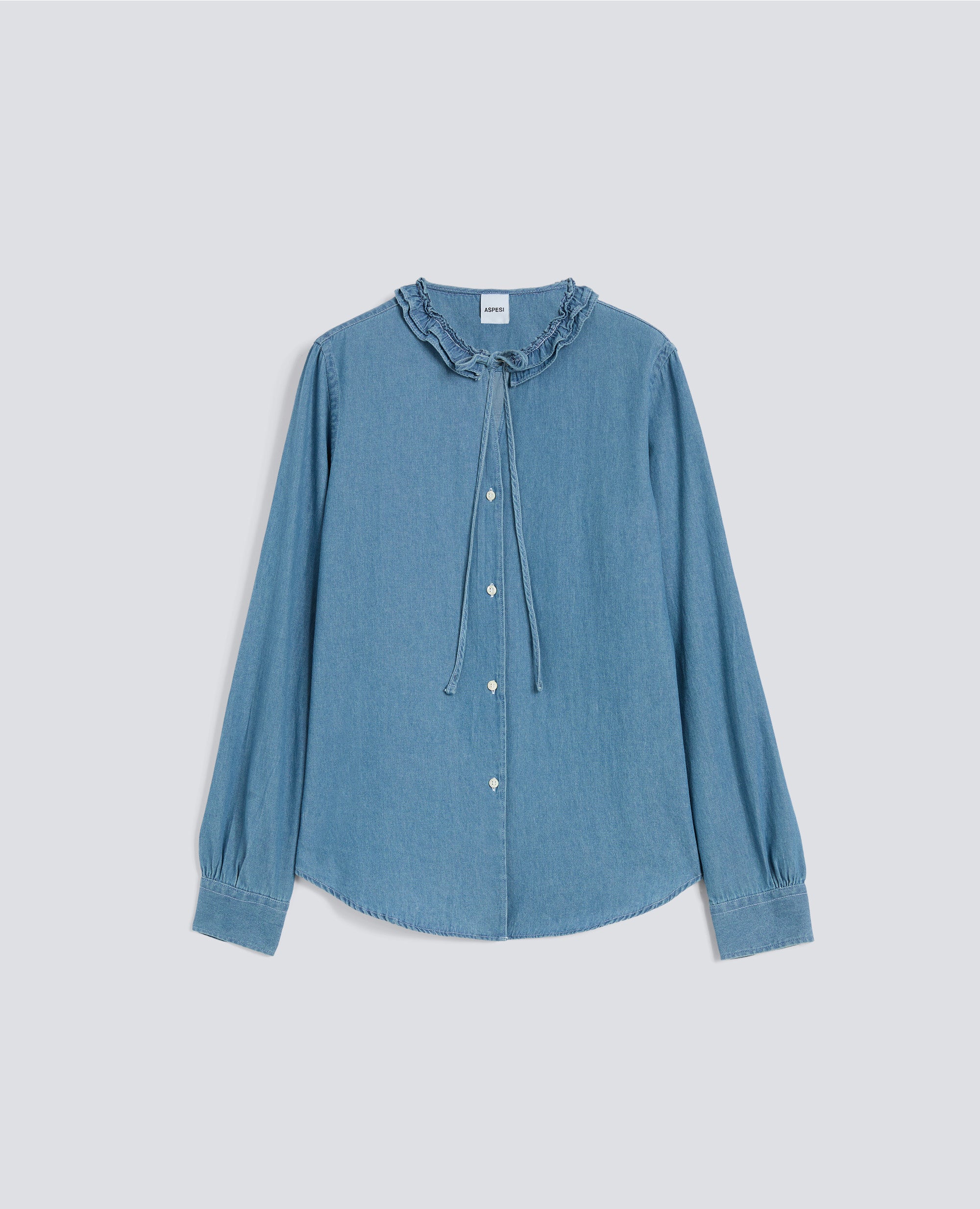 CAMICIA GIROCOLLO IN DENIM-DENIM-DENIM-DENIM-DENIM-DENIM