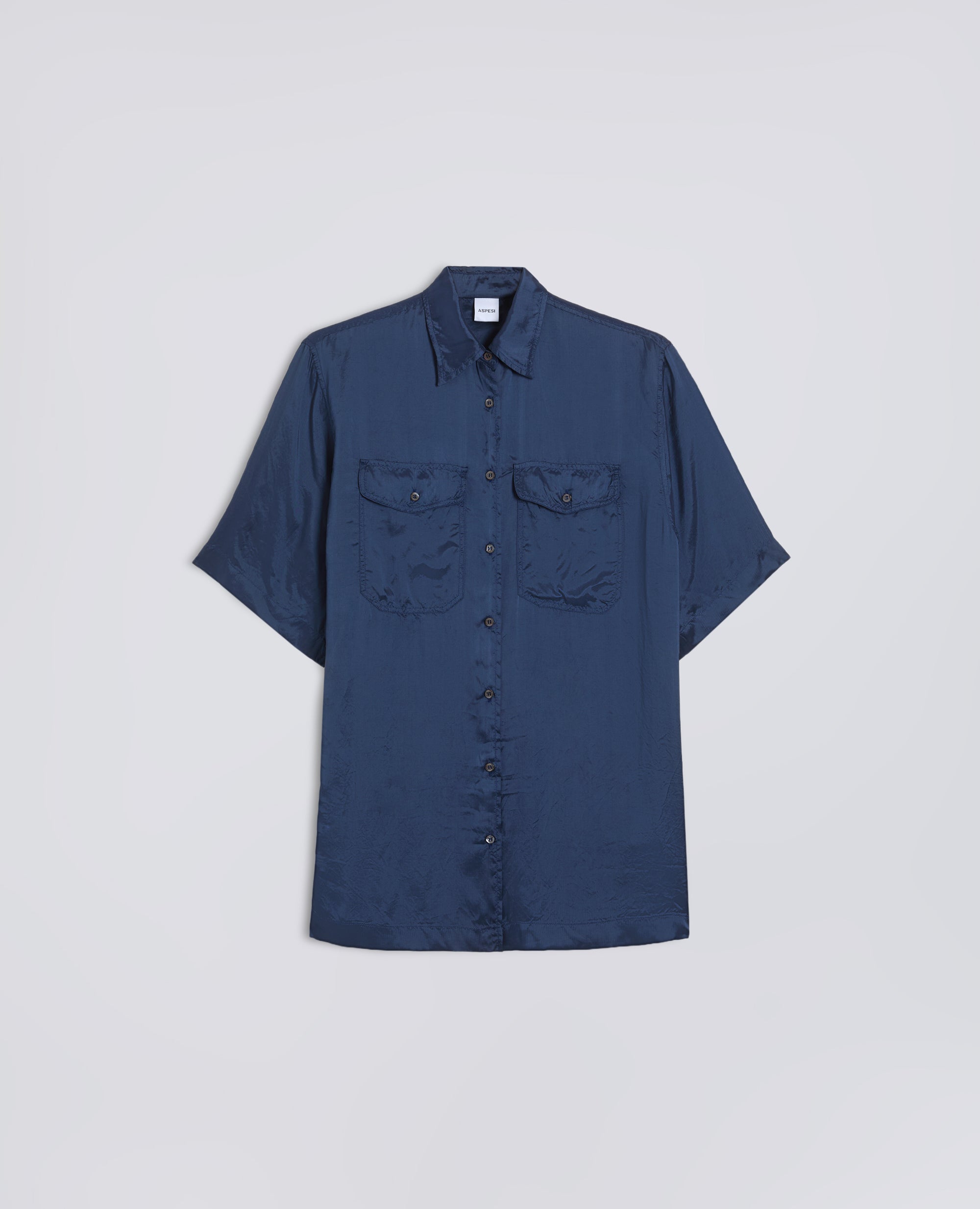 CAMICIA LUNGA IN TWILL DI VISCOSA FINISSAGGIO LAVATO-BLU-BLUE-AZUL-BLAU-BLEU