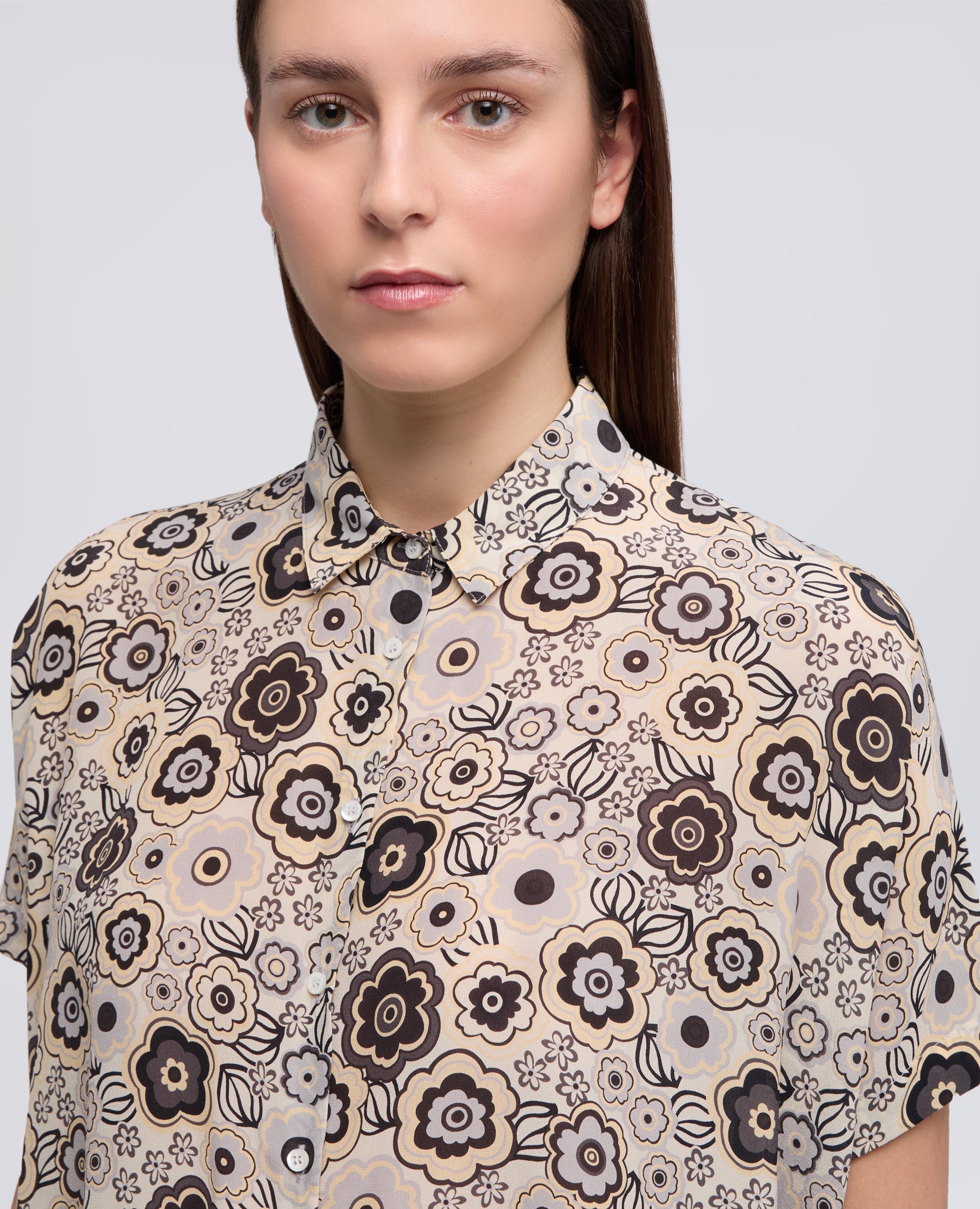 CAMICIA IN CREPE DE CHINE SETA-NATURALE-NATURAL-NATURAL-NATURLICH-NATUREL