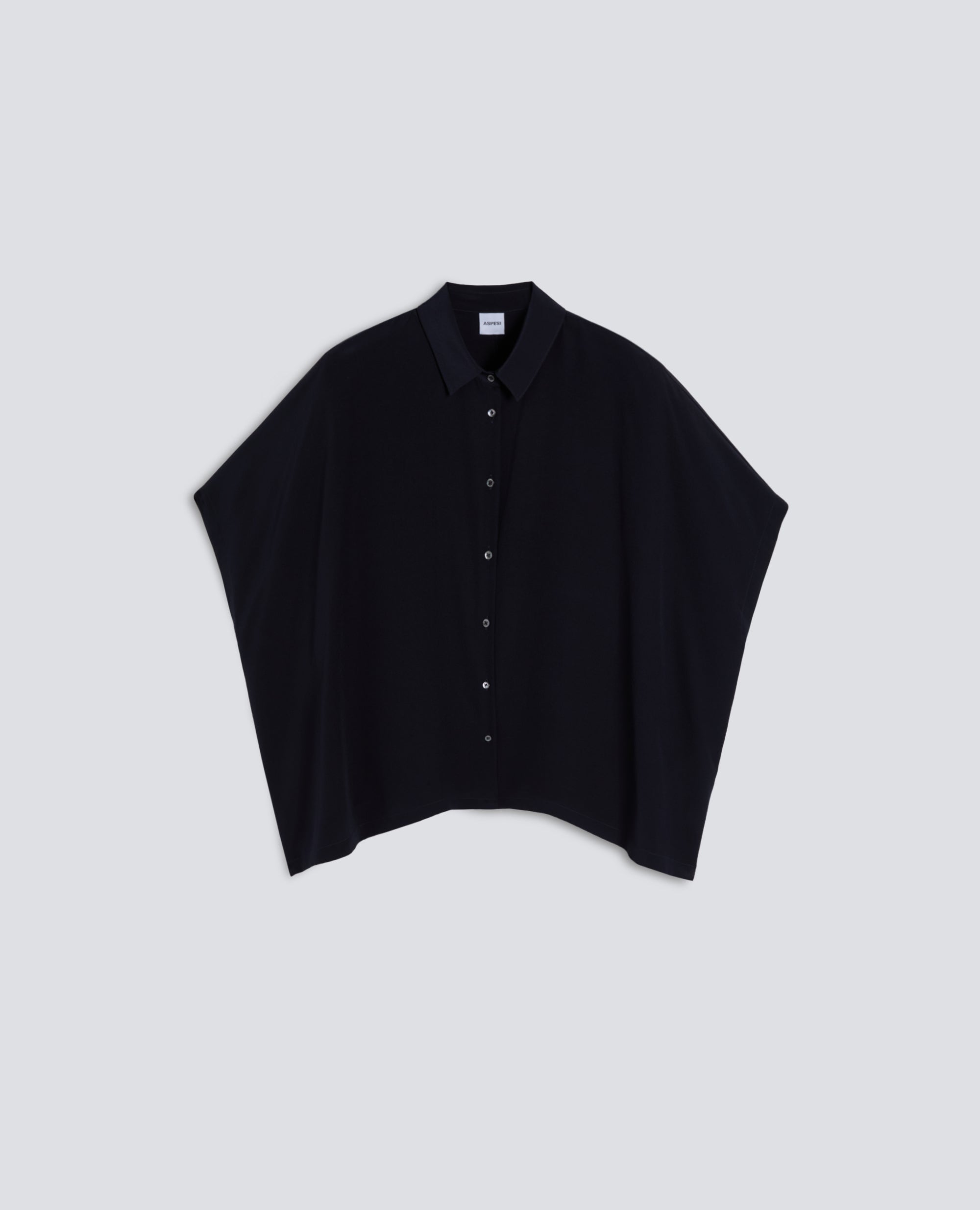 CAMICIA IN CREPE DE CHINE SETA-NAVY-NAVY-AZUL MARINO-NAVY-NAVY