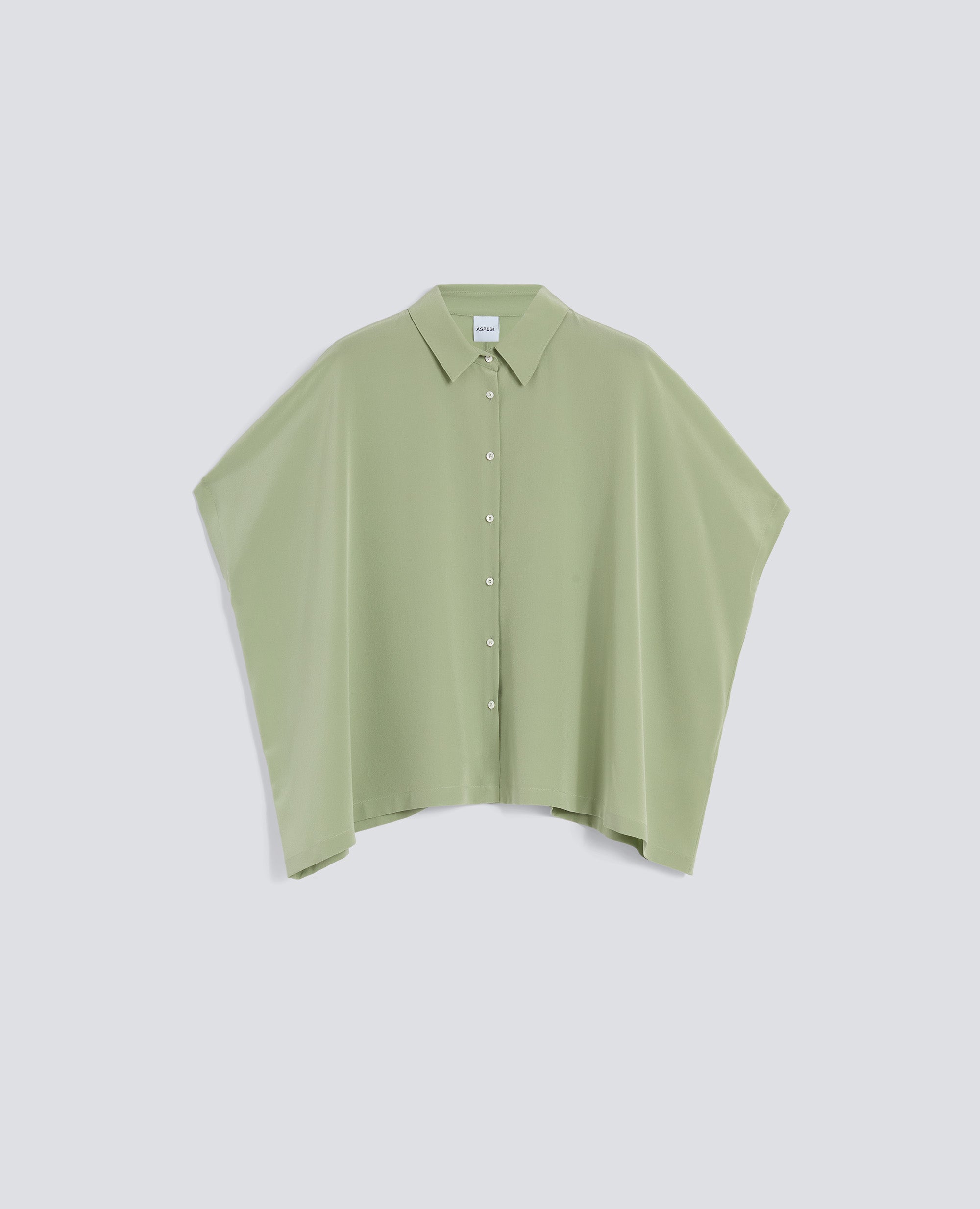 CAMICIA IN CREPE DE CHINE SETA-VERDINO-LIGHT GREEN-VERDINO-VERDINO-VERDINO