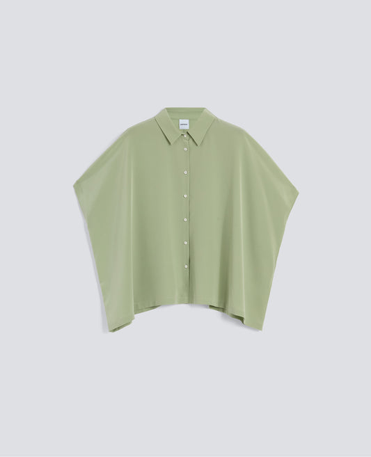 CAMICIA IN CREPE DE CHINE SETA-VERDINO-LIGHT GREEN-VERDINO-VERDINO-VERDINO