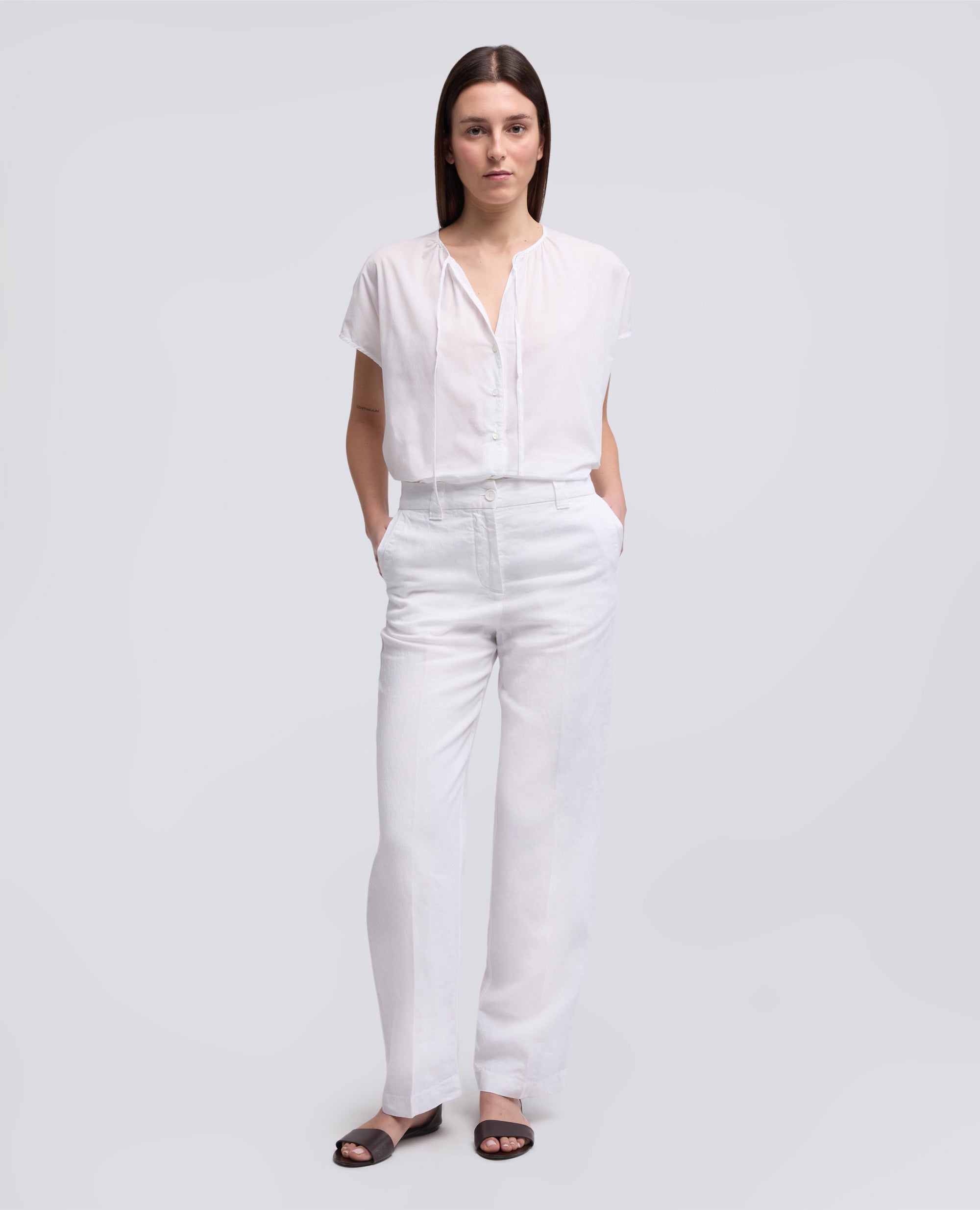 CAMICIA IN MUSSOLA DI COTONE-BIANCO-WHITE-BLANCO-WEISS-BLANC