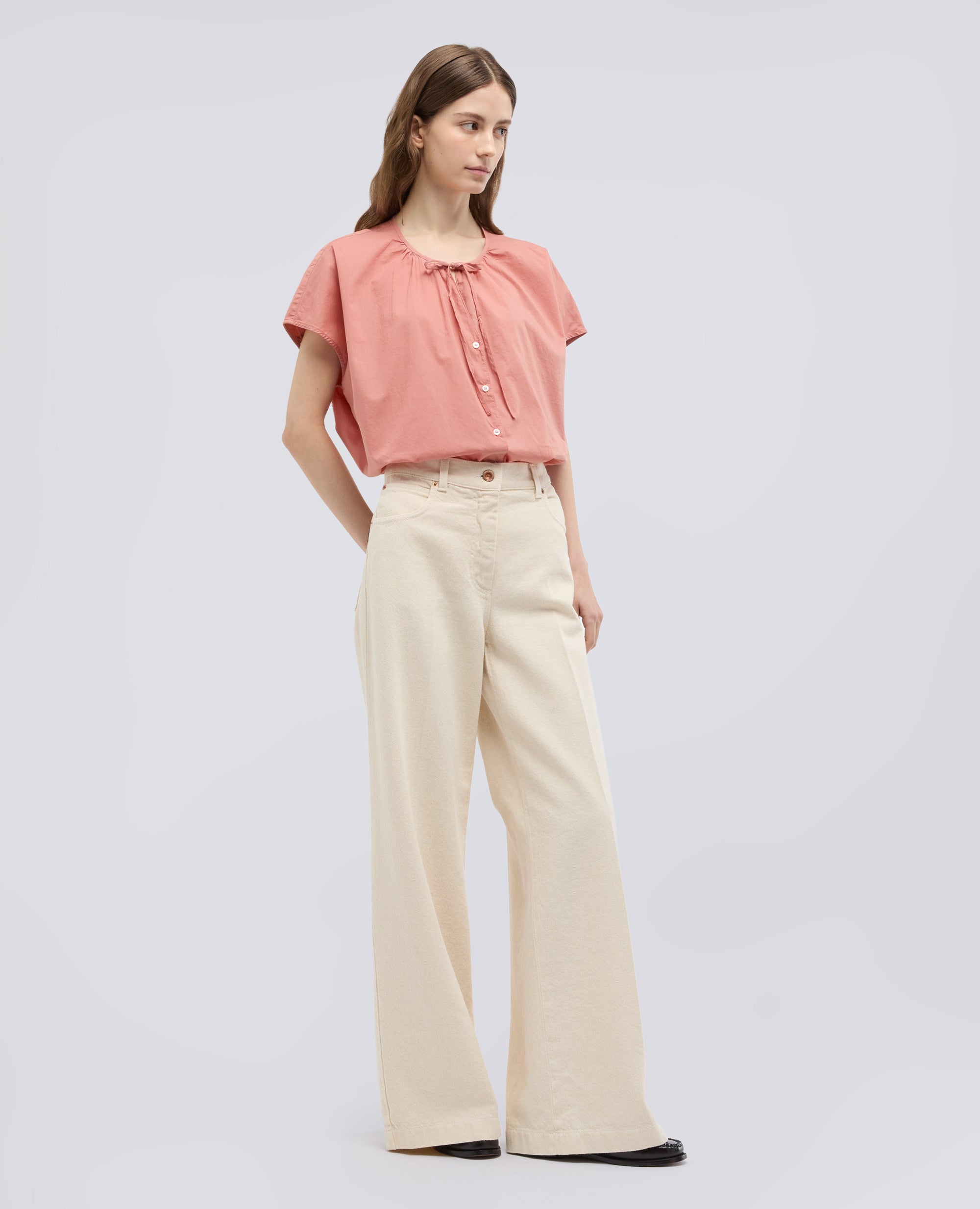 CAMICIA IN MUSSOLA DI COTONE-ROSA-PINK-ROSA-ROSA-ROSE