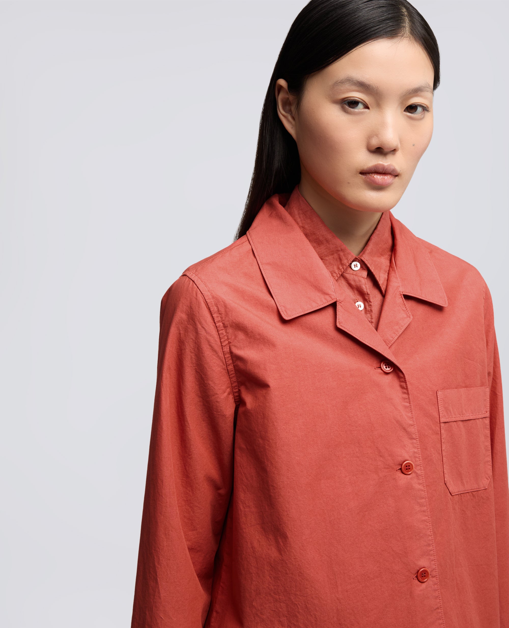 GIACCA CAMICIA TIPO PIGIAMA IN POPELINE COTONE TINTO CAPO-ARRAGOSTA-ARRAGOSTA-ARRAGOSTA-ARRAGOSTA-ARRAGOSTA