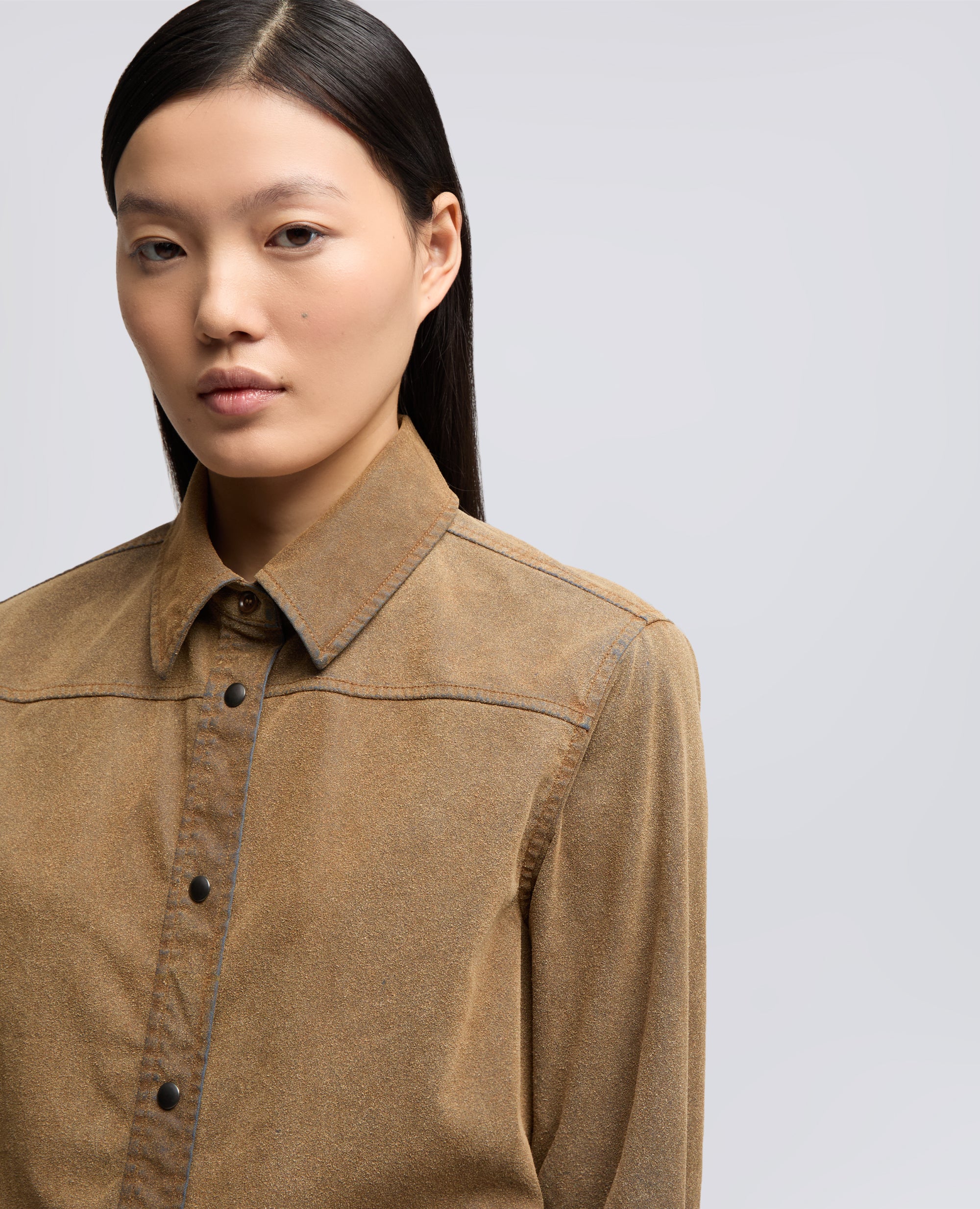 CAMICIA IN CHAMBRAY FLOCCATO EFFETTO PELLE-CHAMBRAY FLOCCATO-CHAMBRAY FLOCCATO-CHAMBRAY FLOCCATO-CHAMBRAY FLOCCATO-CHAMBRAY FLOCCATO