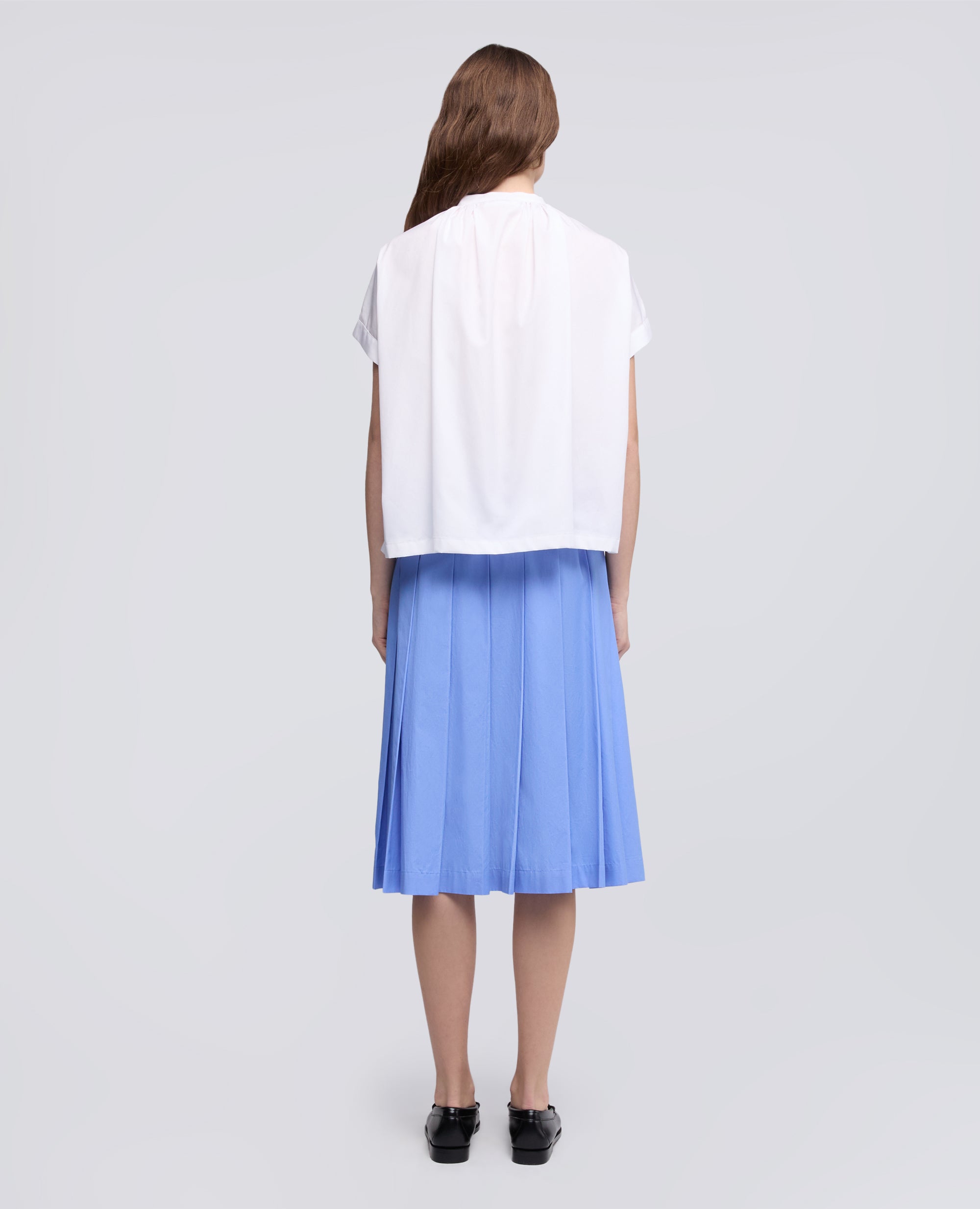 CAMICIA IN POPELINE DI COTONE-BIANCO-WHITE-BLANCO-WEISS-BLANC