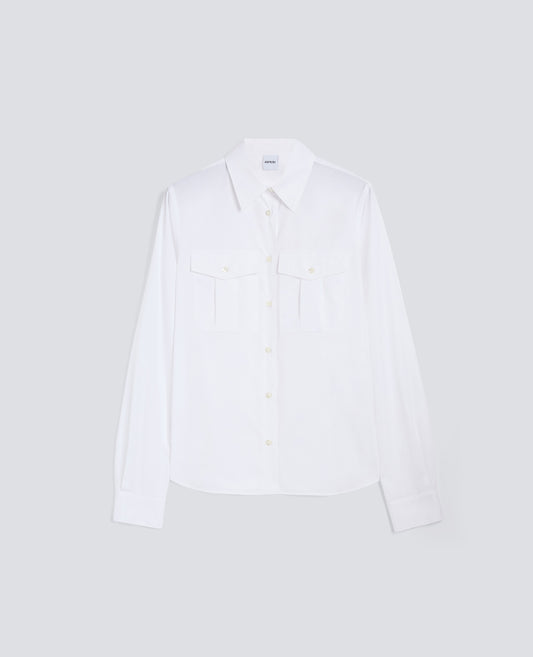 CAMICIA CLASSICA IN POPELINE DI COTONE-BIANCO-WHITE-BLANCO-WEISS-BLANC