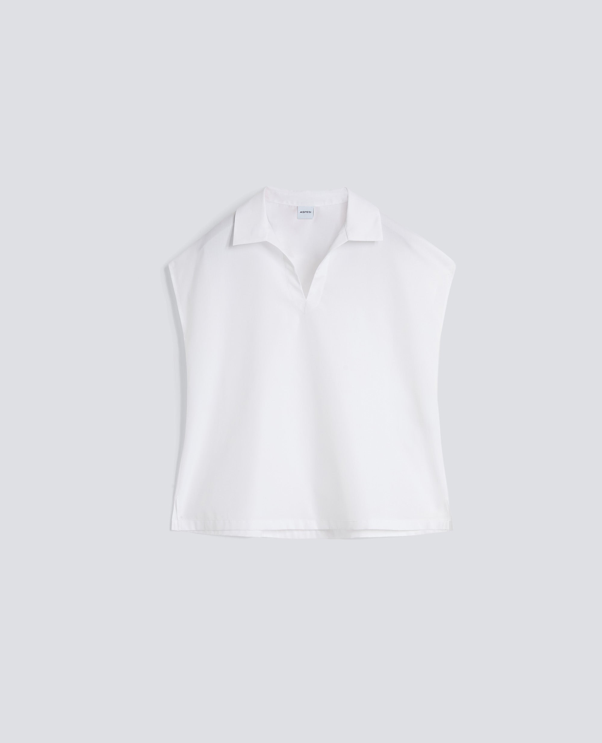 TOP IN POPELINE DI COTONE-BIANCO-WHITE-BLANCO-WEISS-BLANC