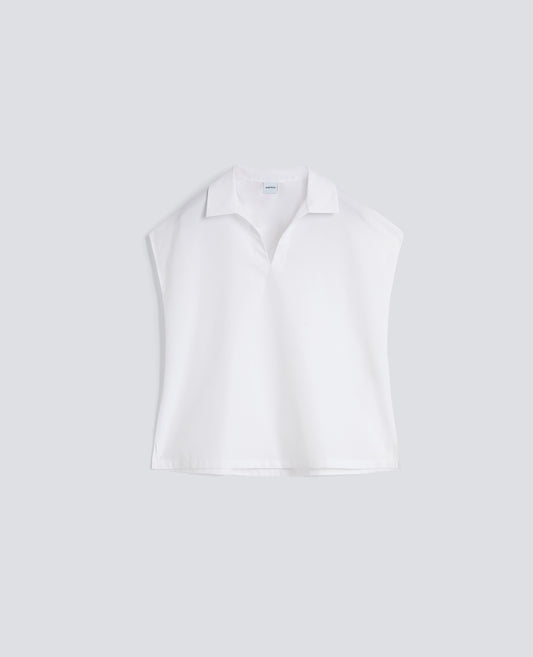 TOP IN POPELINE DI COTONE-BIANCO-WHITE-BLANCO-WEISS-BLANC
