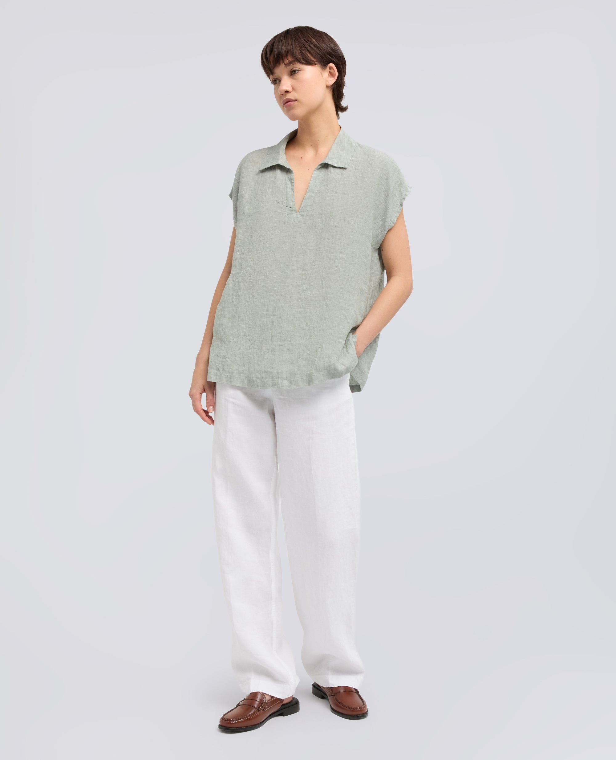 TOP IN LINO DELAVE-SALVIA-SAGE GREEN-ARENA-SALBEIGRUN-SAUGE