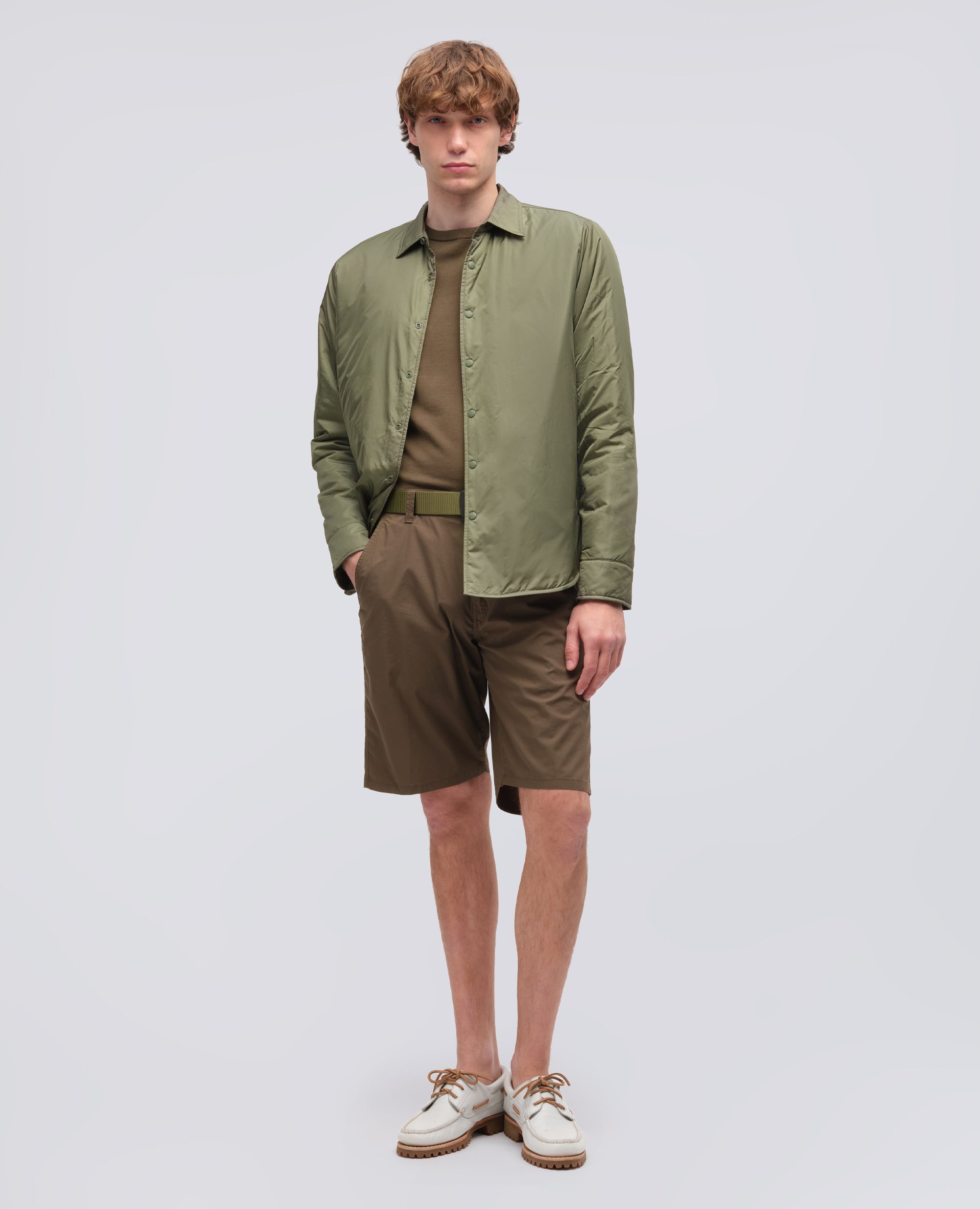 CAMICIA IMBOTTITA IN NYLON LEGGERO-OLIVA-OLIVE-OLIVA-OLIVEGRUN-VERT OLIVE