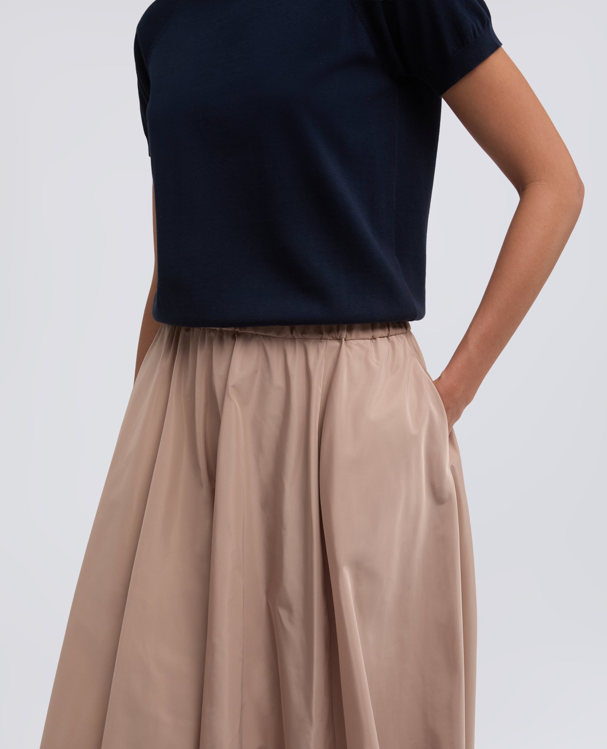 GONNA IN POLIESTERE TECNICO-BEIGE-BEIGE-BEIS-BEIGE-BEIGE