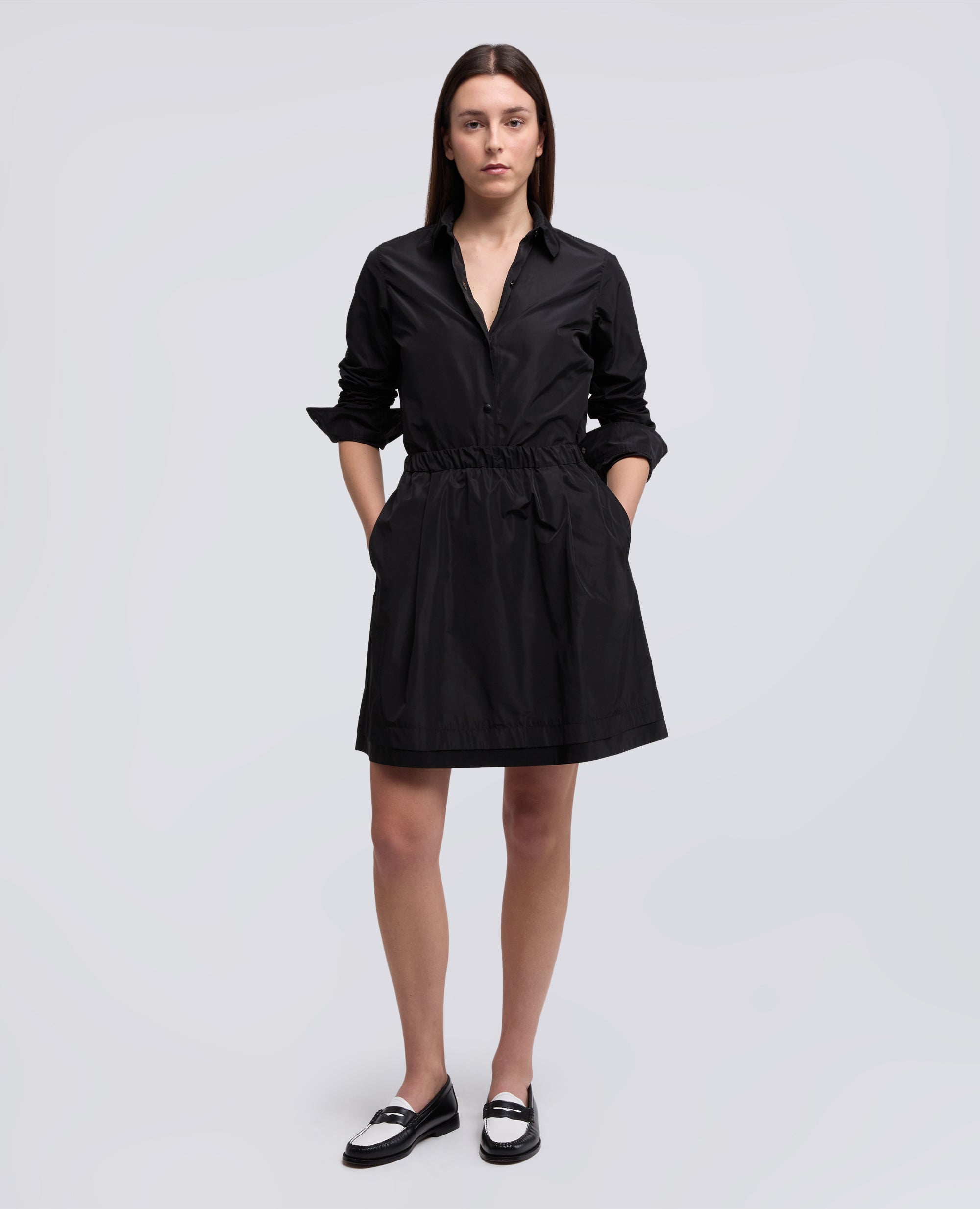 GIACCA CAMICIA SFODERATA IN POLIESTERE TECNICO-NERO-BLACK-NEGRO-SCHWARZ-NOIR