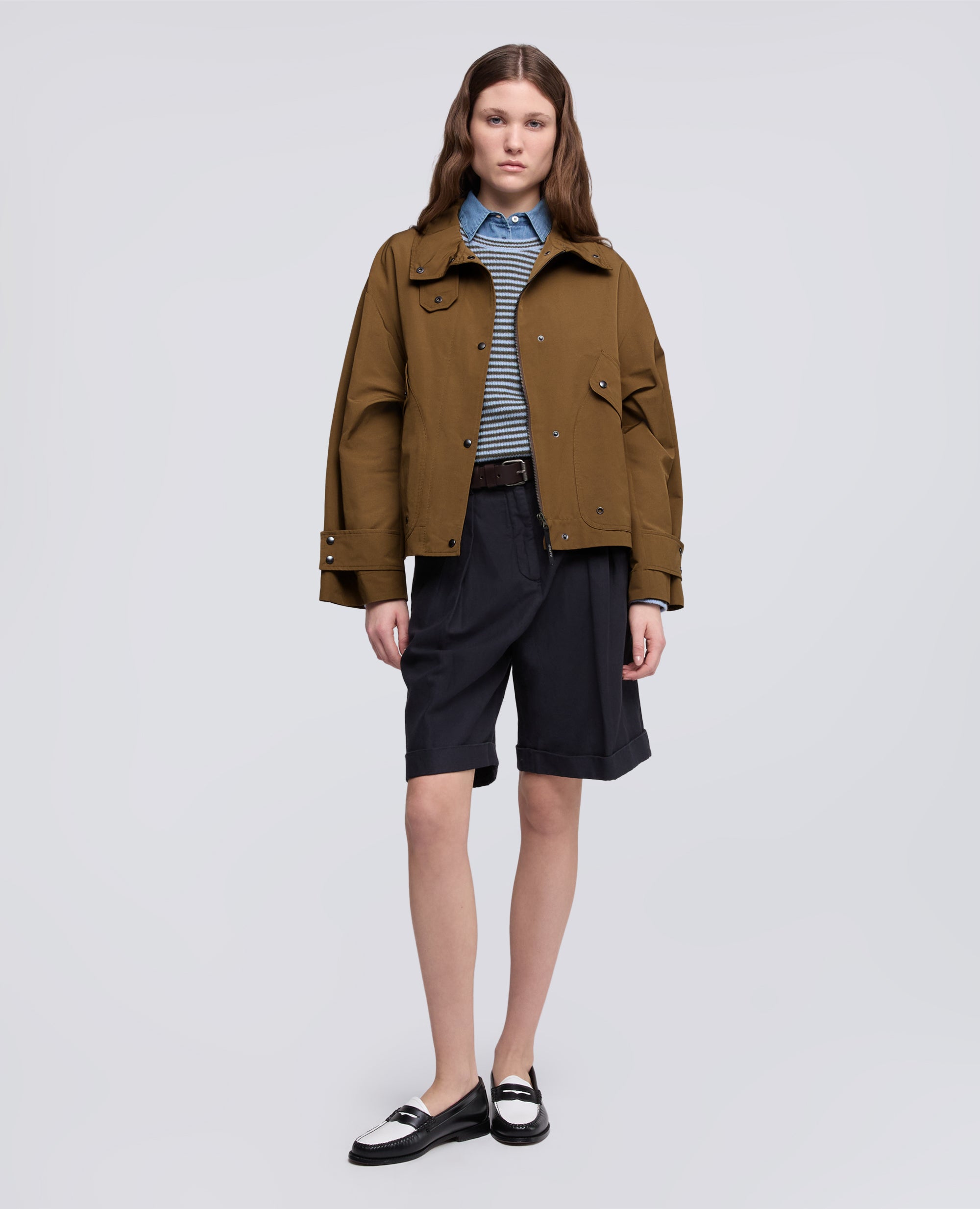 GIUBBOTTO SFODERATO IN TELA DI COTONE-TABACCO-TOBACCO-TABACO-TABAK-TABAC