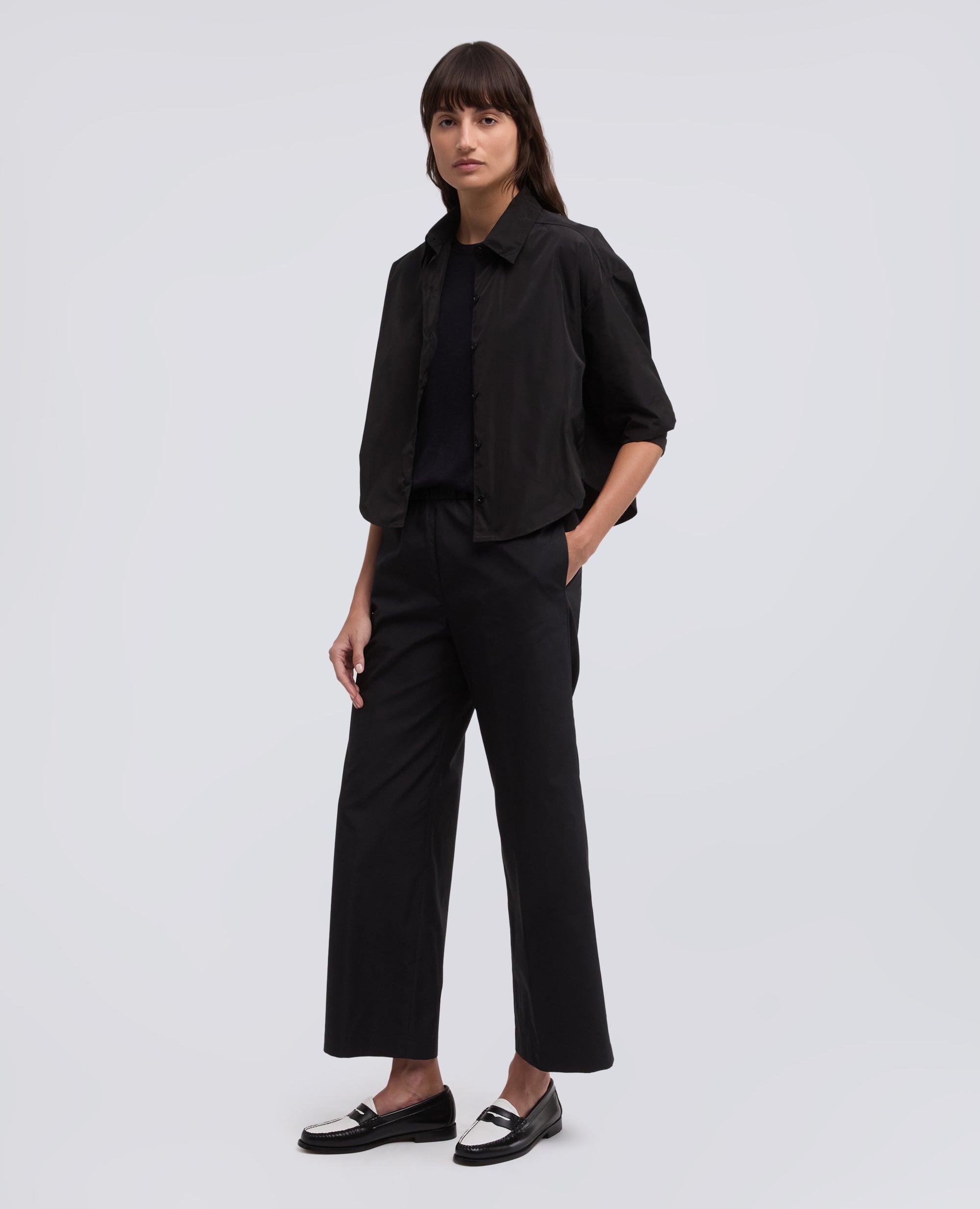 CAMICIA IN POLIESTERE TECNICO-NERO-BLACK-NEGRO-SCHWARZ-NOIR