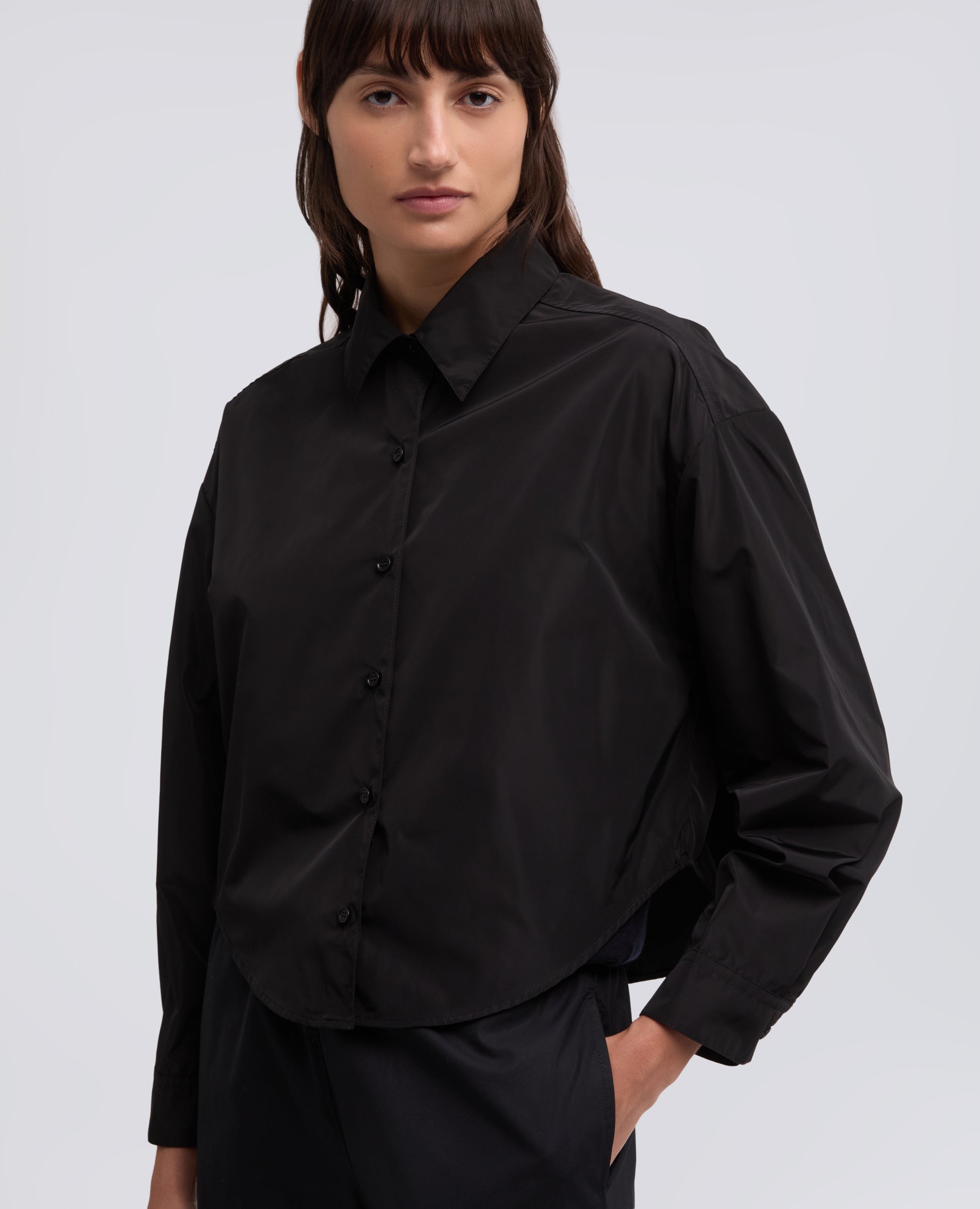 CAMICIA IN POLIESTERE TECNICO-NERO-BLACK-NEGRO-SCHWARZ-NOIR
